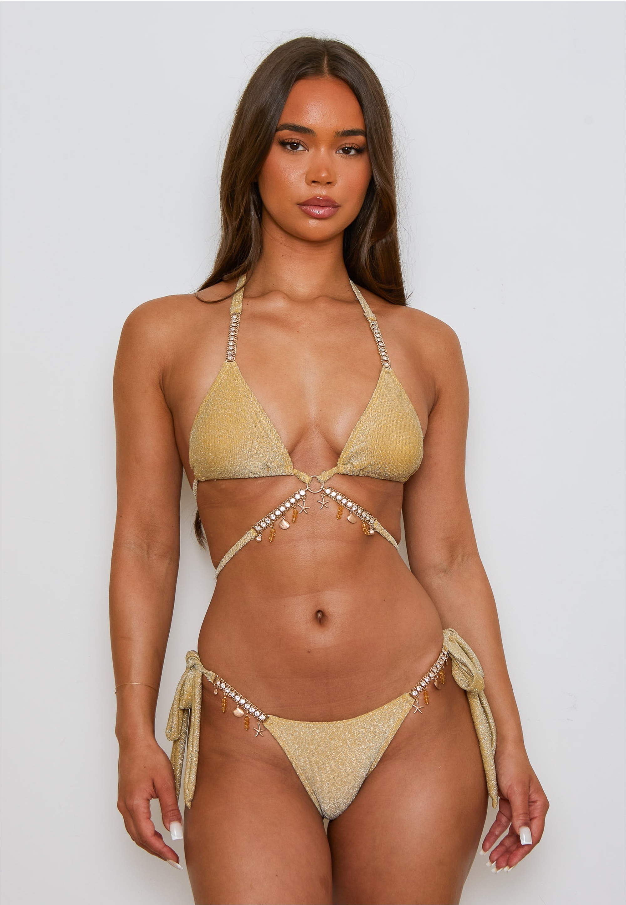 Moda Minx Bikini-Hose "Lumiere Seychelles" Panty, 1 Stk. mit Glitzersteinchen und Anhängern