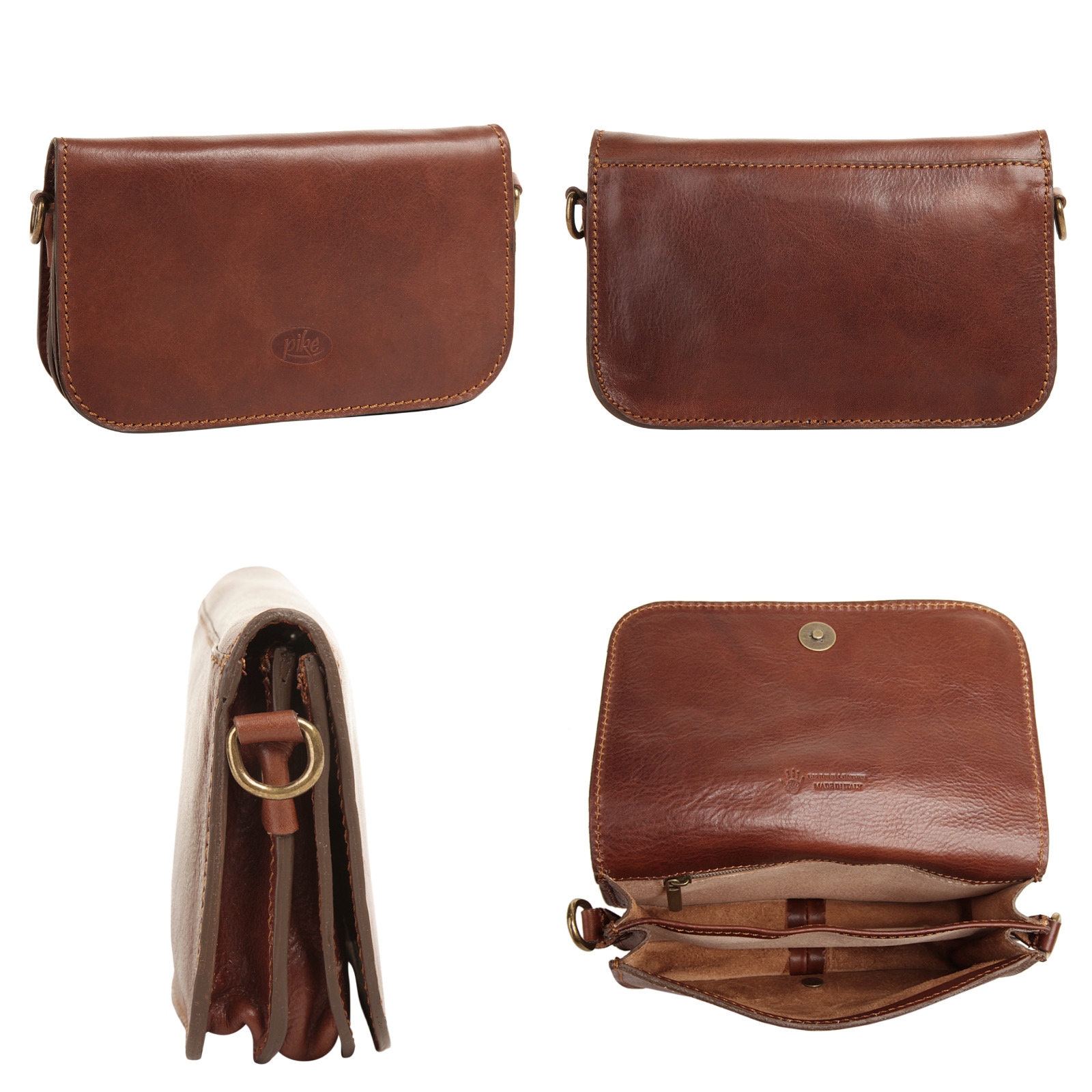 Piké Umhängetasche, echt Leder, Made in Italy