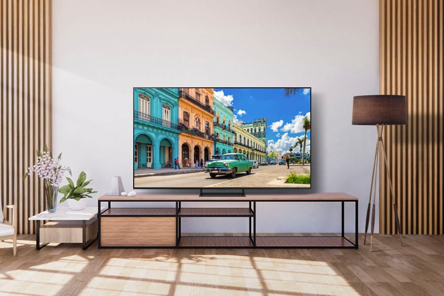 Quantum OLED-Fernseher, | Zoll, 163 Design,Gaming Smart-TV, 4K,LaserSlim Prozessor Neural Hub BAUR Samsung cm/65