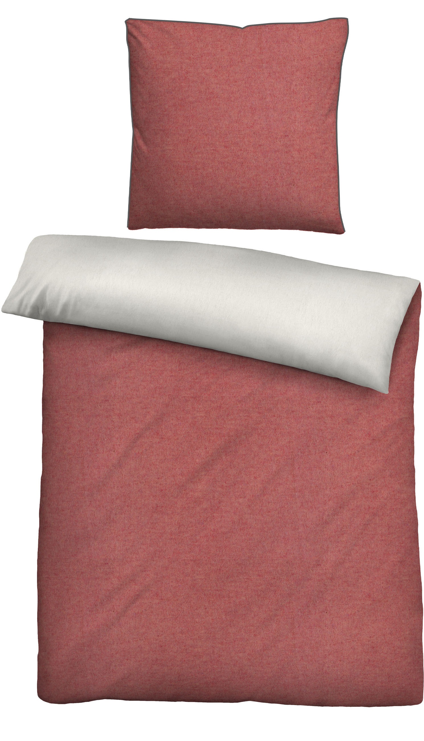 Biberna Wendebettwäsche "Hermal" 3 Stk. tlg. Flanell in Melangeoptik, Winte günstig online kaufen