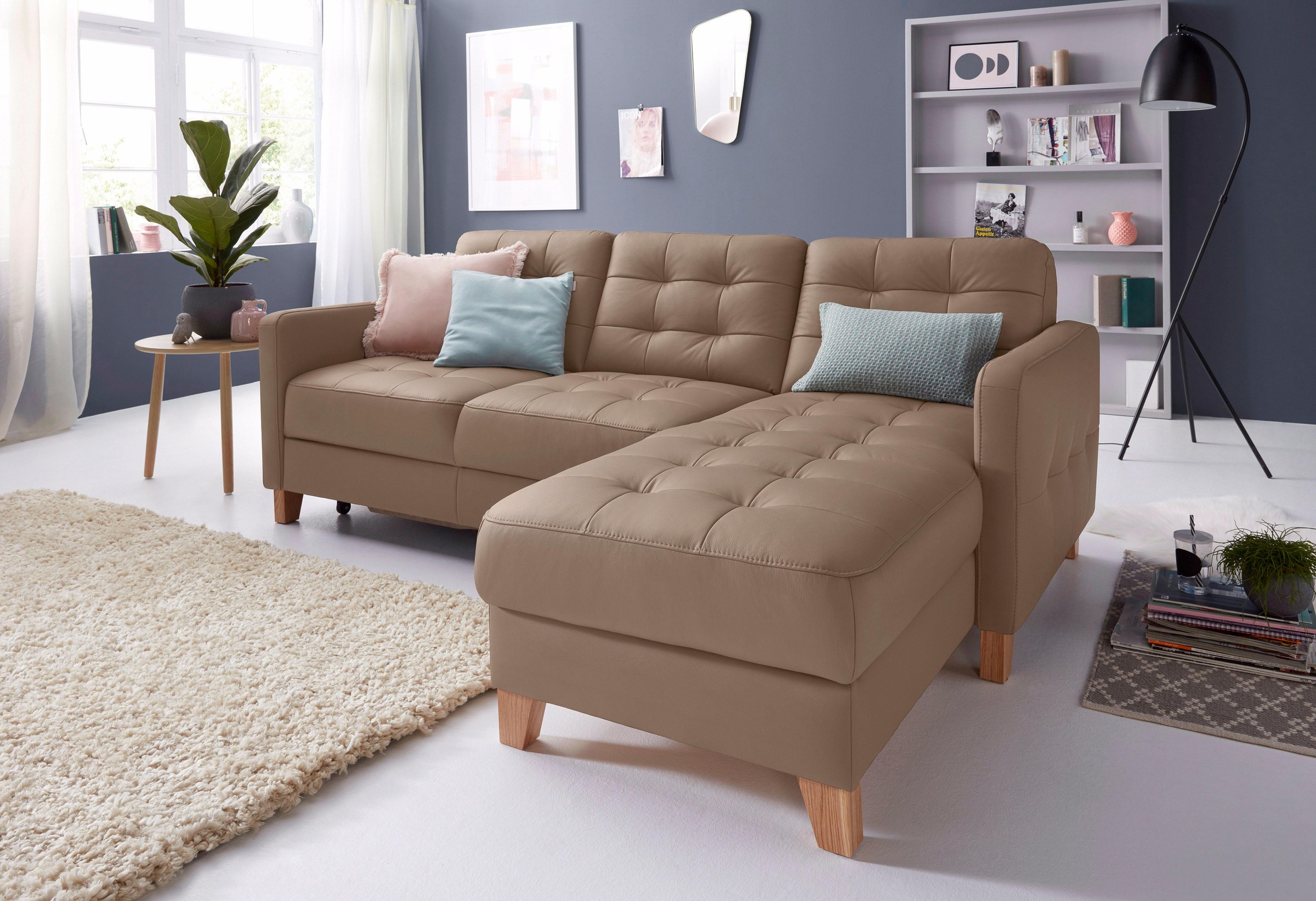 exxpo - sofa fashion Ecksofa »Elio, kompakt und komfortabel, bequem und zeitloses Design, L-Form«, wahlweise mit Bettfunktion