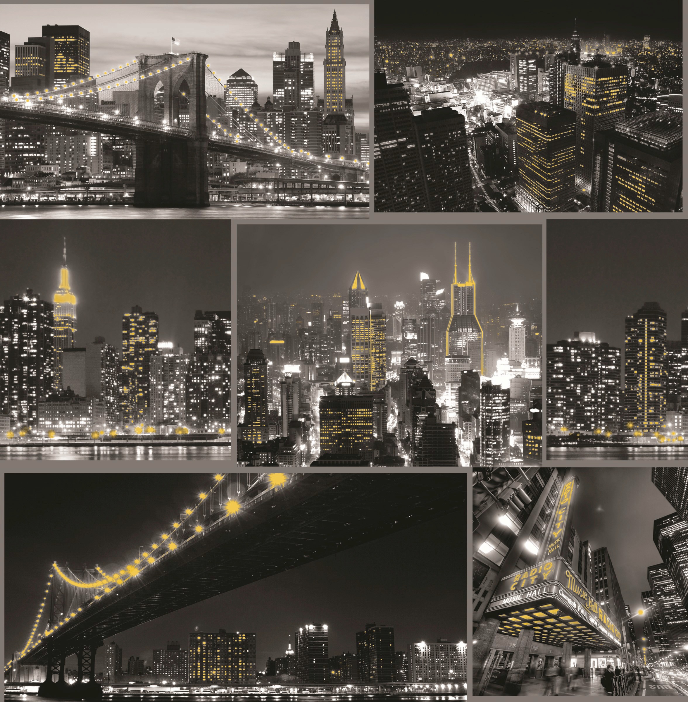 Art for the home Papiertapete "Stadt bei Nacht" glatt Schwarz - 10mx53cm
