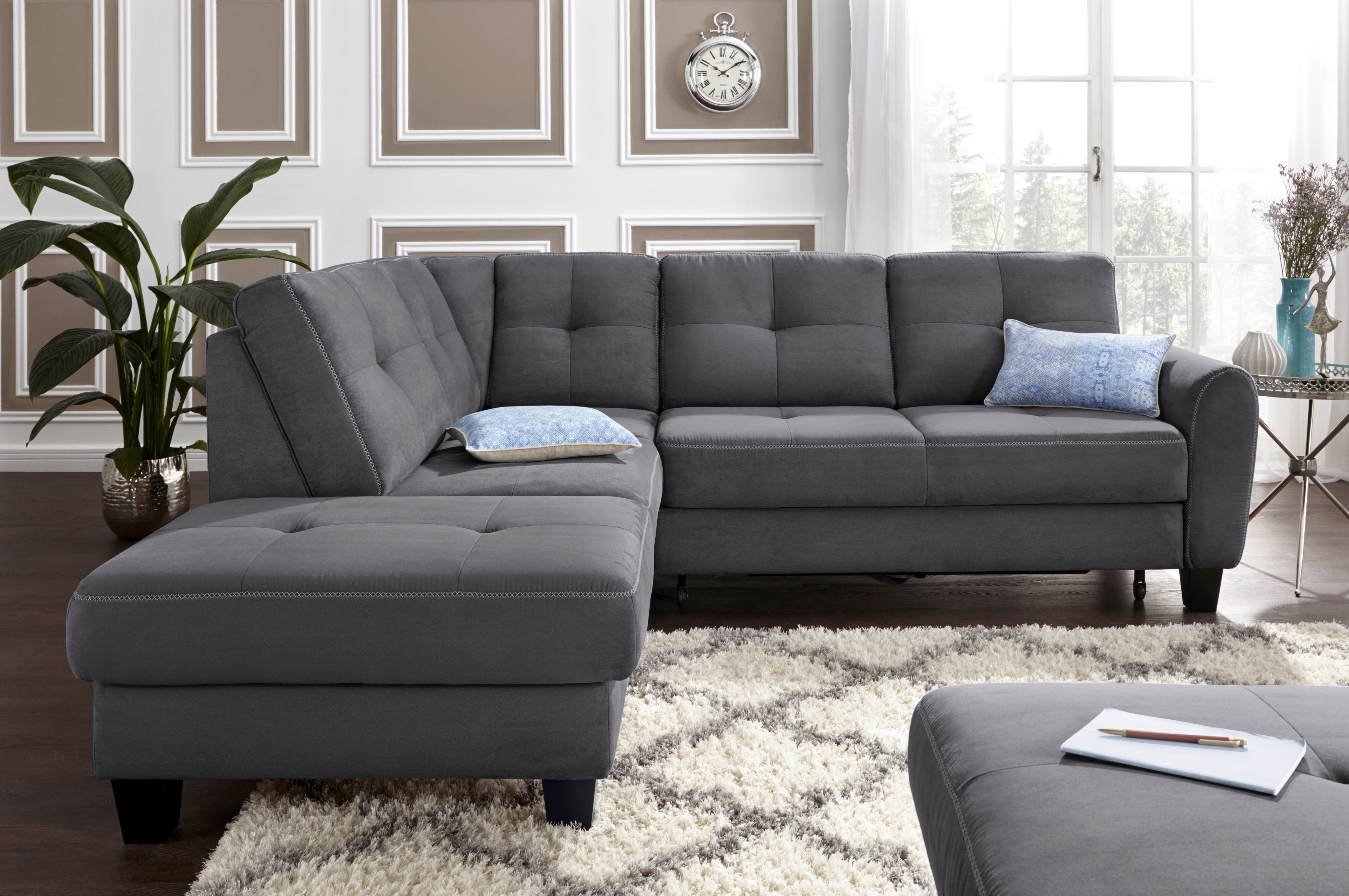 sit&more Ecksofa "Varese L-Form" mit Federkern, wahlweise mit Schlaffunktion und Stauraum