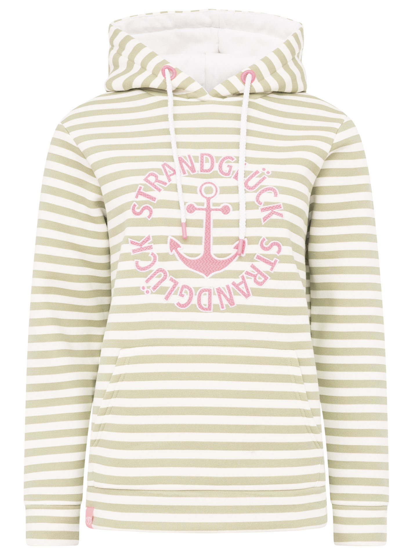 Thumbnail - Zwillingsherz Kapuzensweatshirt ""Streifen Strandglück"" gestreift, Stickererei vorne, Kordelzug; Tasche