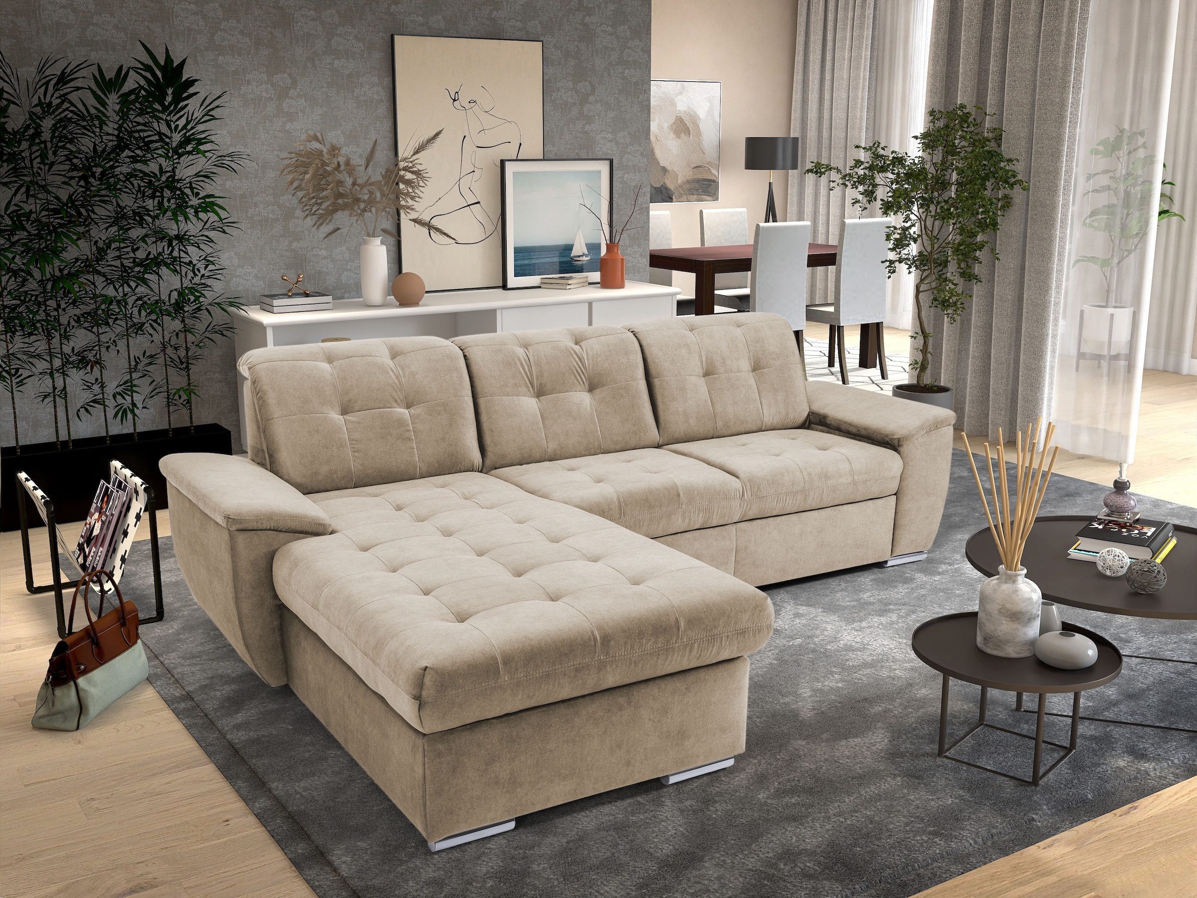 exxpo - sofa fashion Ecksofa "Derby Inkl. Kopfteilverstellung, wahlw. Bett günstig online kaufen