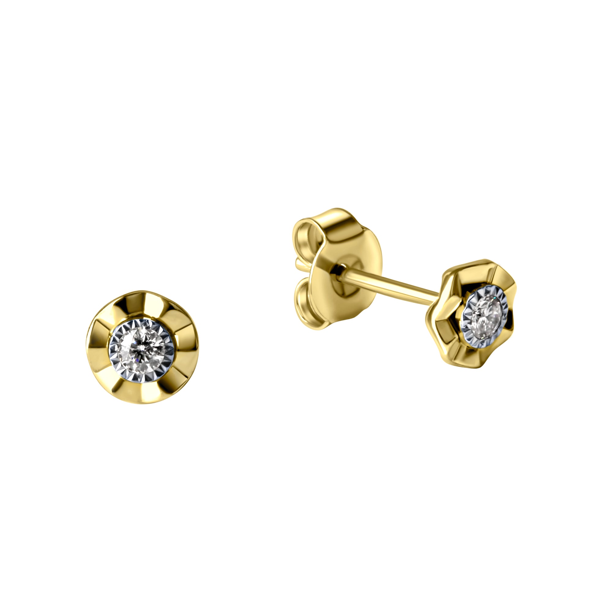 Paar Ohrstecker »585/- Gelbgold bicolor mit Brillant«