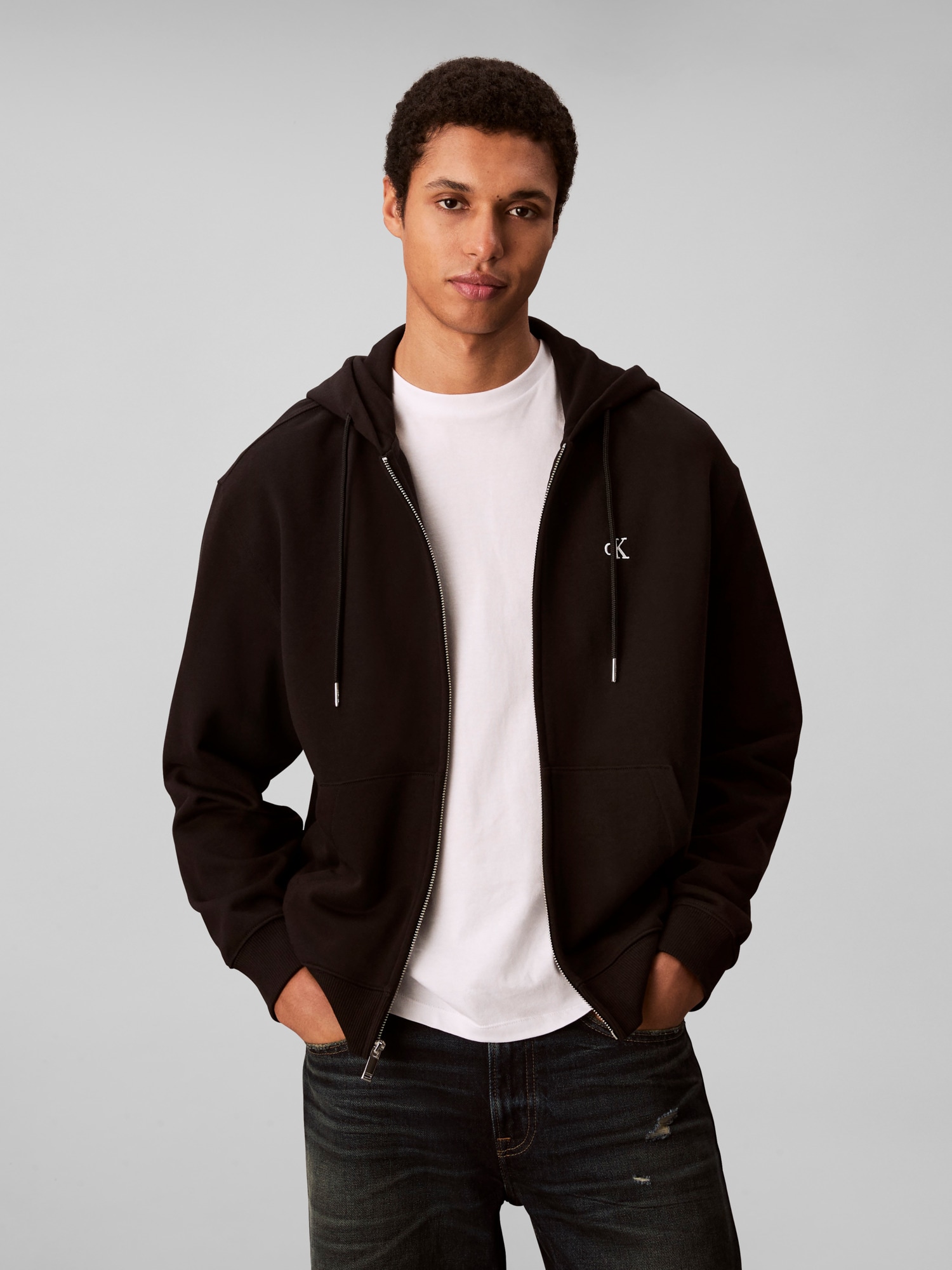 Calvin Klein Jeans "LS EU 350TERRY MONOGRAM FZ HOODI", Mit Rundhalsausschnitt, regular fit