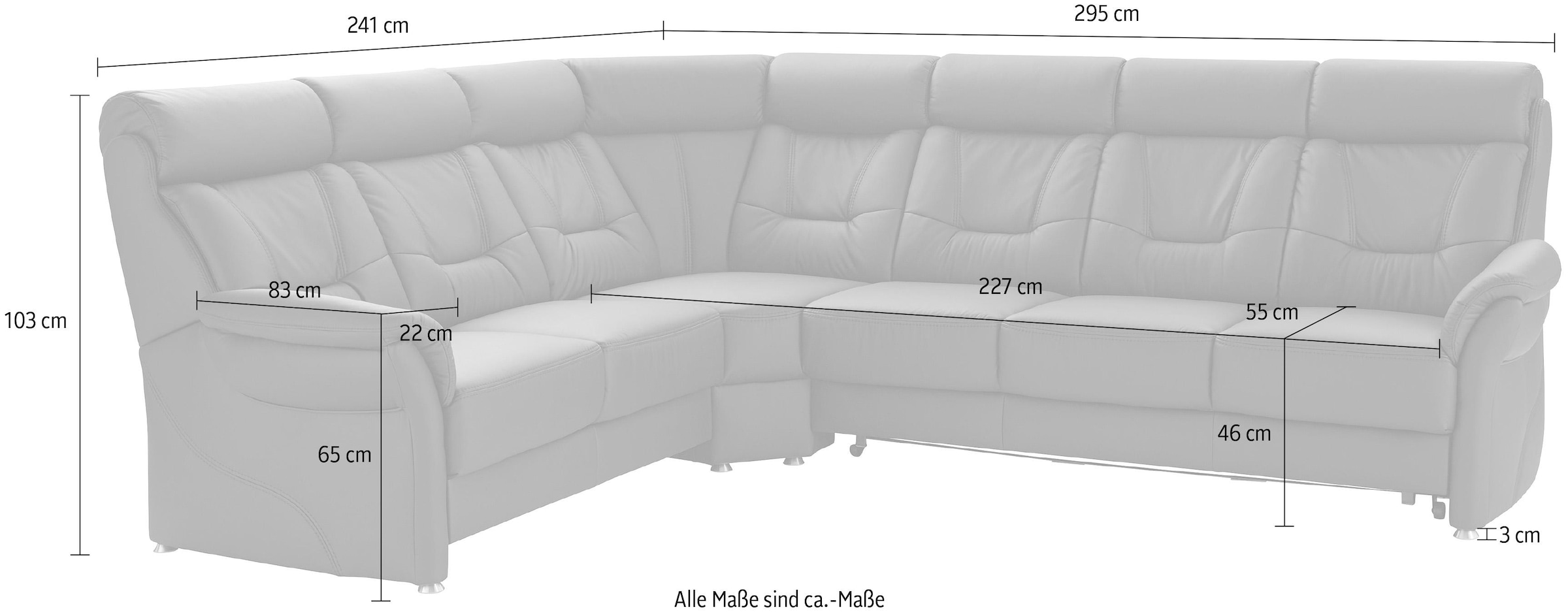 Places of Style Ecksofa »Sardinien L-Form«, mit Kopfteilverstellung, wahlweise mit Bettfunktion