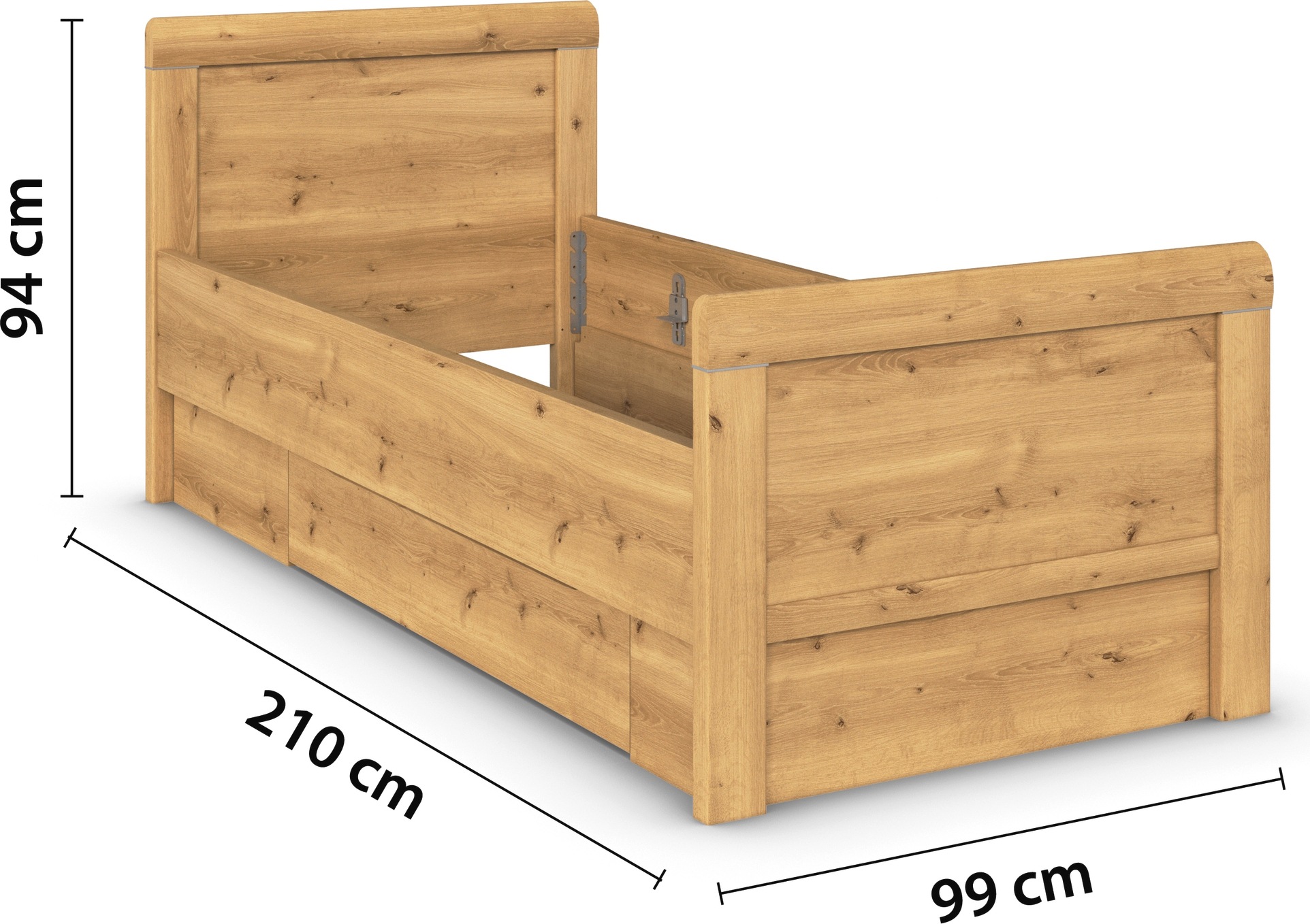 rauch Stauraumbett »Bett Einzelbett Stollenbett Bettkästen EVELYN«, in Komforthöhe mit Holzkopfteil sowie Schubladen MADE IN GERMANY