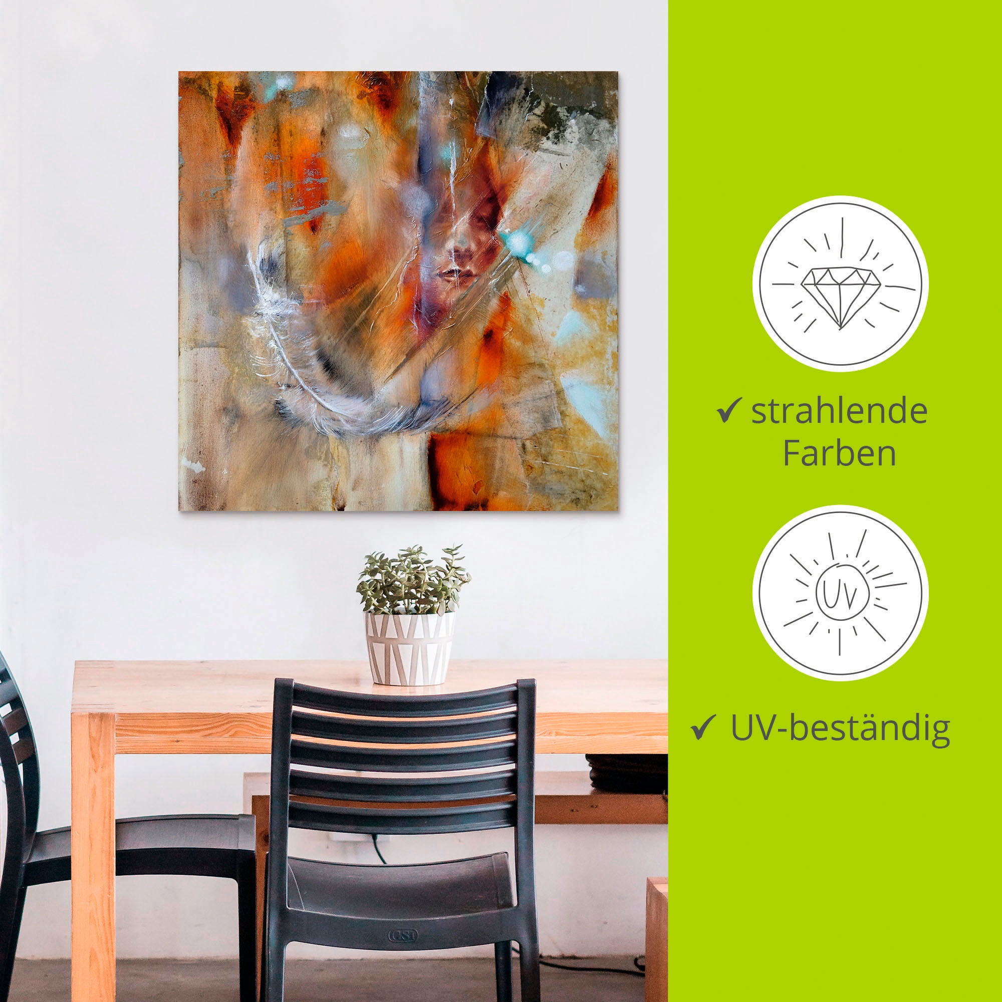 Artland Wandbild »Cora mit Feder«, Frau, (1 St.), als Alubild, Outdoorbild, Leinwandbild, Poster, Wandaufkleber