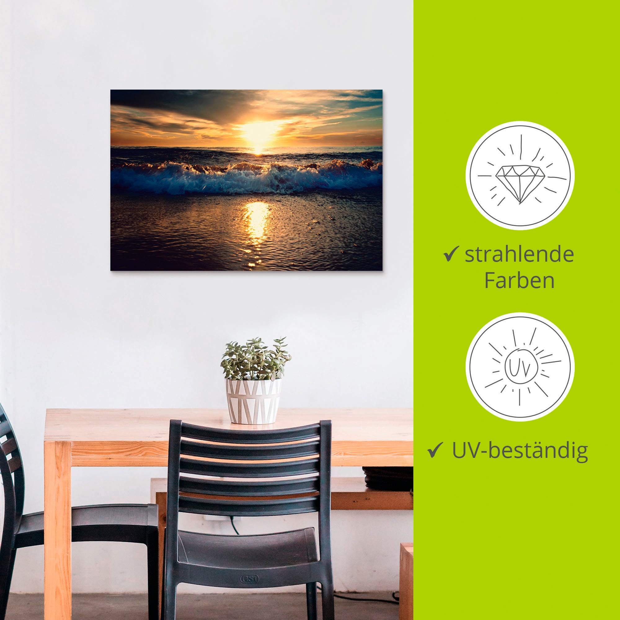 Artland Wandbild »Sonnenuntergang am Meer«, Gewässer, (1 St.), als Alubild, Outdoorbild, Leinwandbild in verschied. Größen