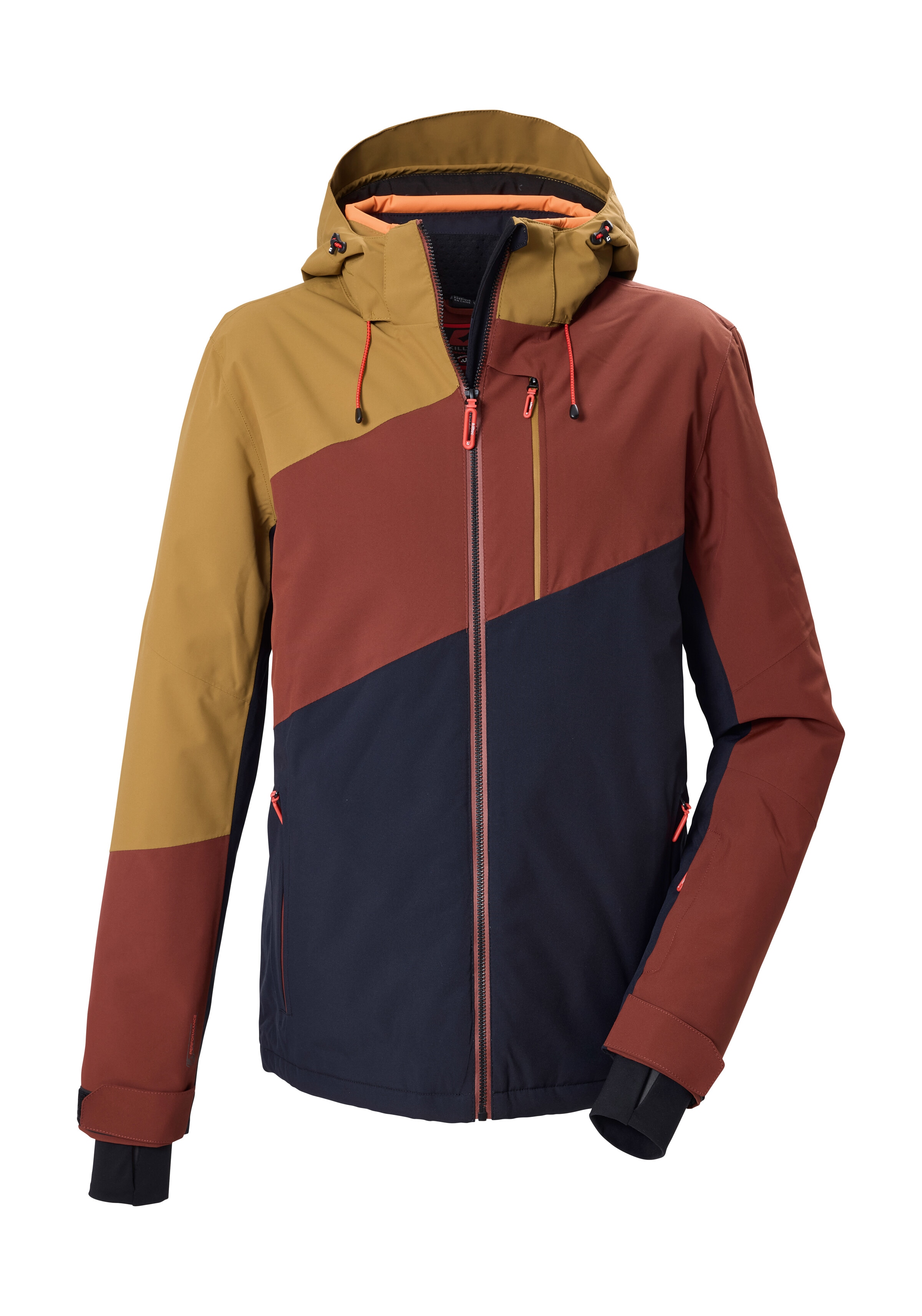 Killtec Skijacke "KSW 89 MN SKI JCKT" Mehrfarbige, wasserdichte Skijacke mit abnehmbarer Kapuze