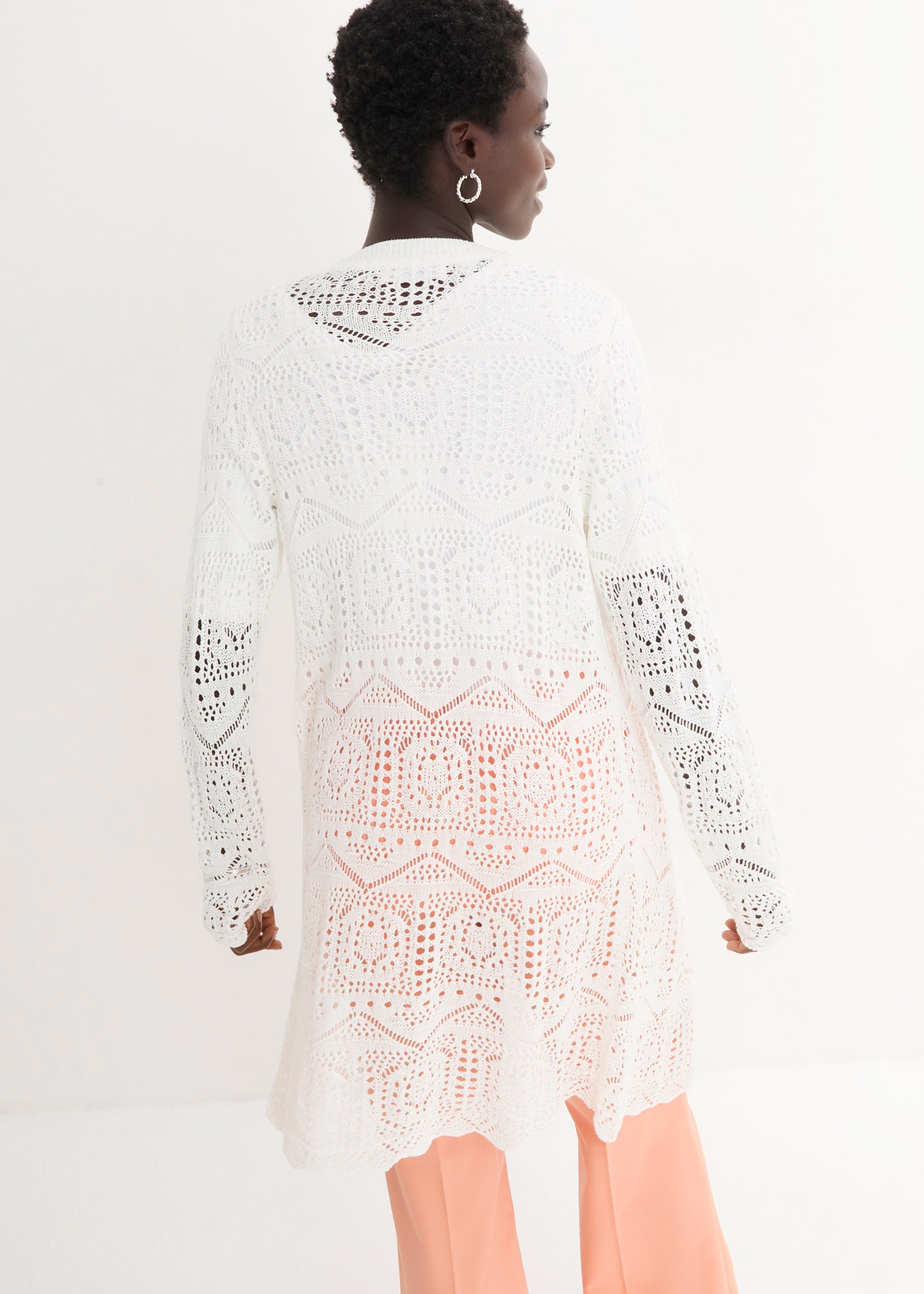 bonprix Longstrickjacke 1 tlg. lockere Passform, mit femininem Lochmuster, günstig online kaufen