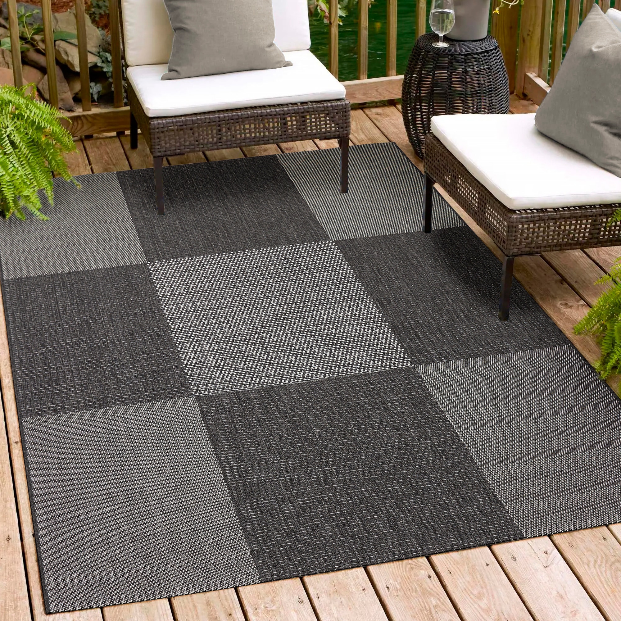 Andiamo Teppich "ARIZONA1" rechteckig 5 mm Höhe Flachgewebe, kariertes Muster, In- und Outdoor geeignet, wetterfest