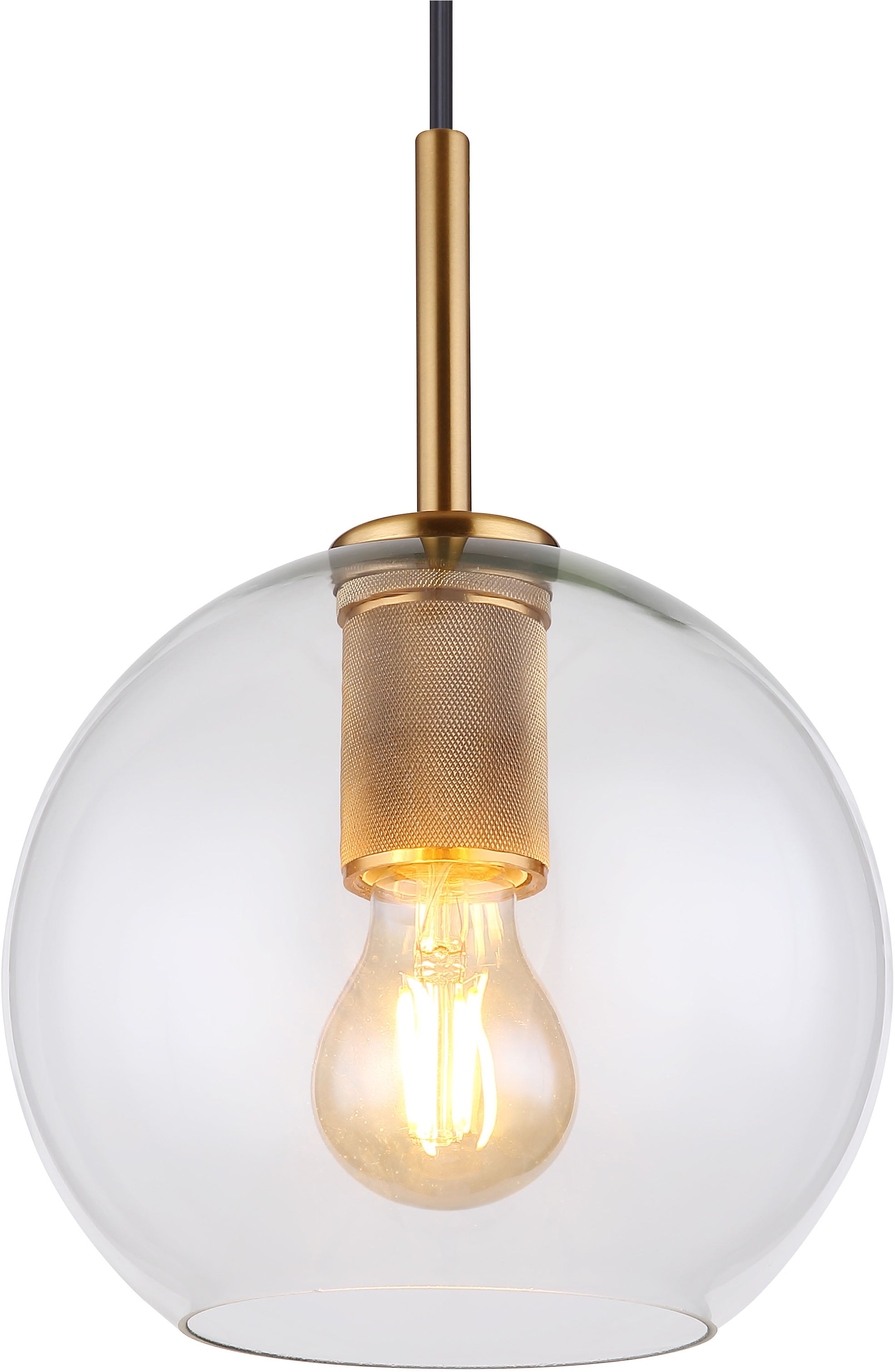 GLOBO LIGHTING Hängeleuchte »ADARA«, Leuchtmittel E27 | ohne Leuchtmittel, Hängelampe/messingfarben/Glas klar/ Höhe kürzbar/Wohnzimmer