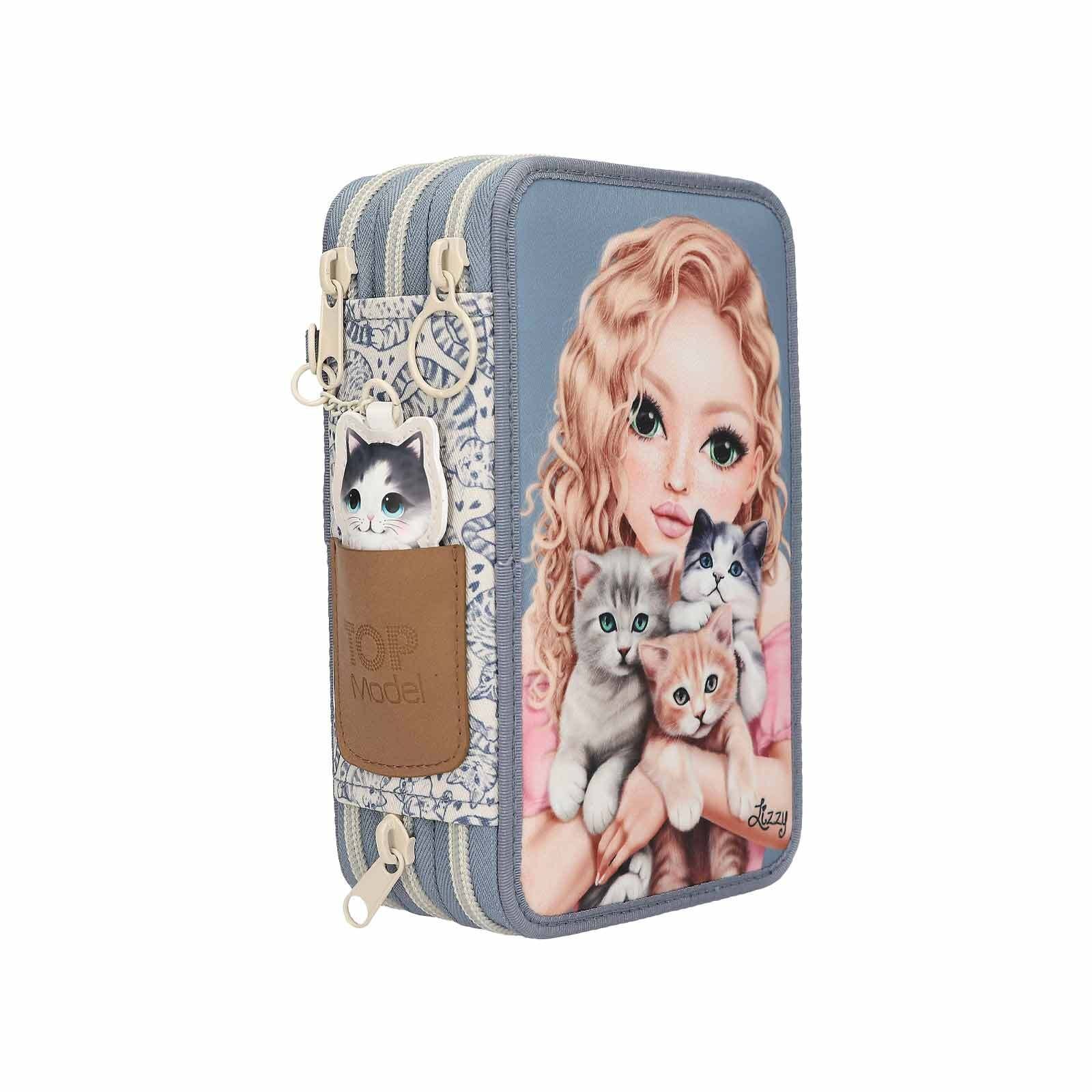Depesche Buntstift »3-Fach Federtasche TOPModel 7,5 x 13 x 20 cm blau-beige«