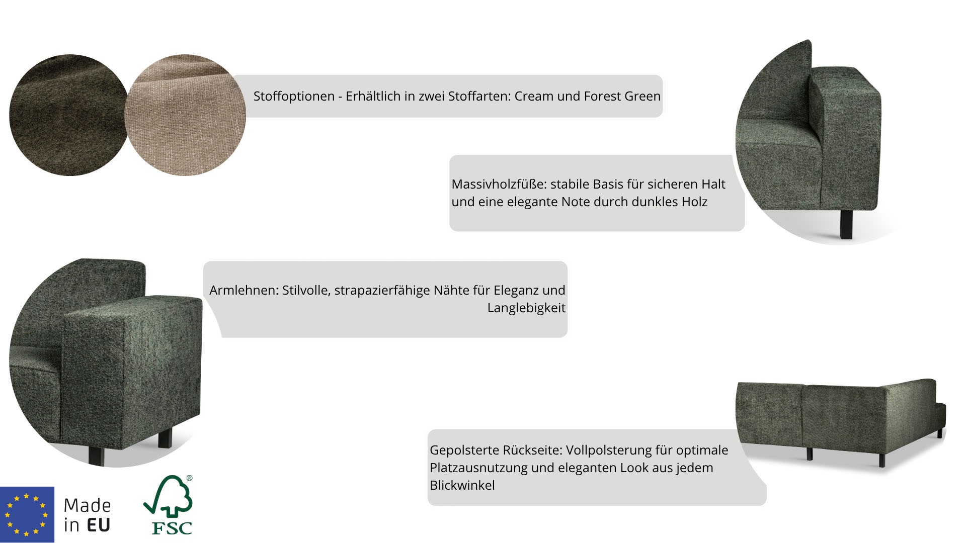 Thumbnail - PLACES OF STYLE Ecksofa "Lorcan, Breite 275 cm, weiches Sitzgefühl" Massivholz- oder Metallfüße, Lederoptik, Struktur, C...