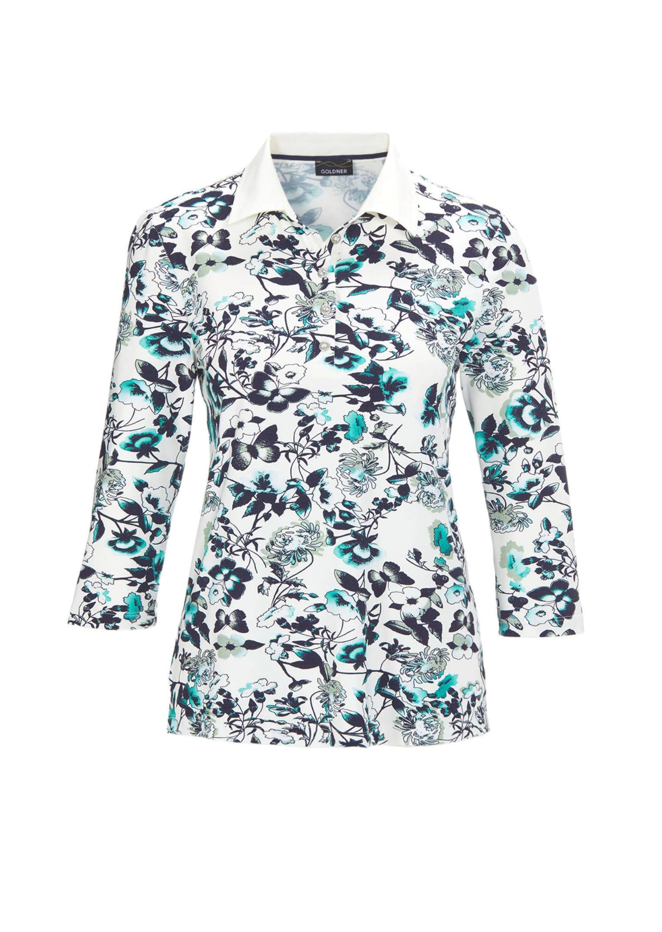 GOLDNER Poloshirt "Druckpoloshirt mit weißem Kontrastkragen" günstig online kaufen