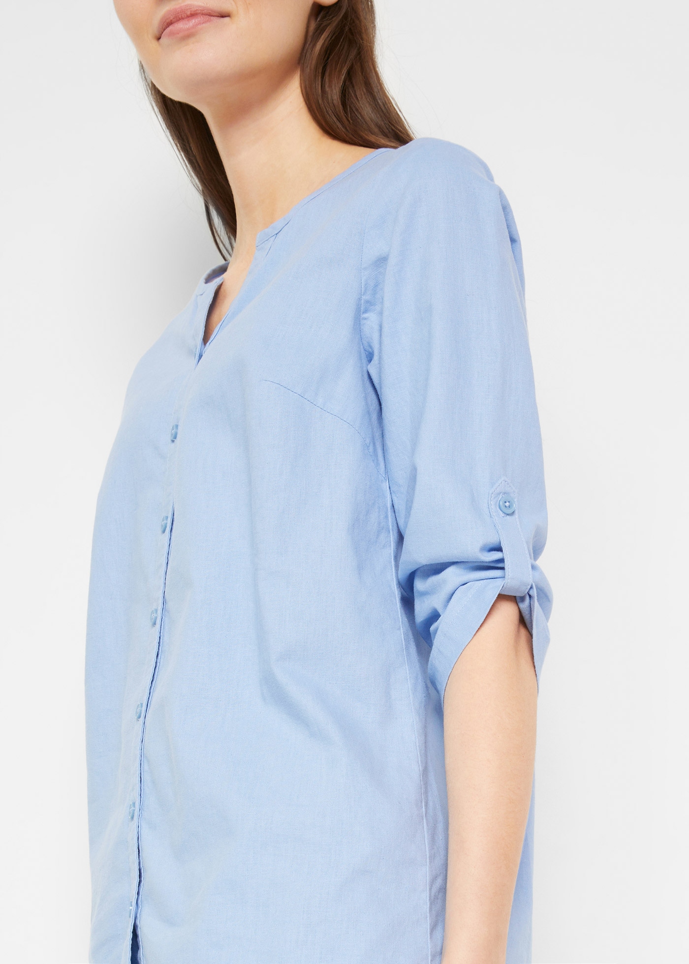 bonprix Langarmbluse »Bluse mit Leinen, 3/4 Arm« Regular Fit, für den Alltag, aus Leinen und Baumwolle