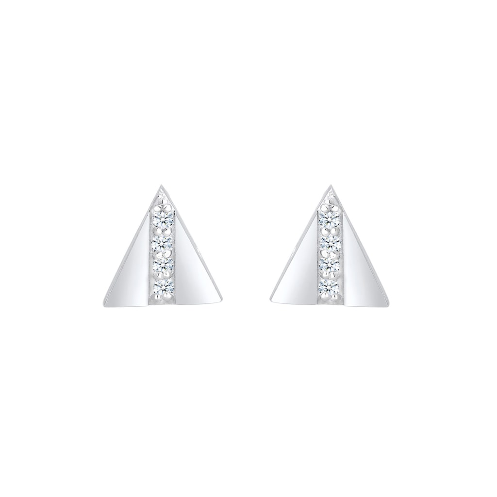 Elli DIAMONDS Paar Ohrstecker »Stecker Geo Dreieck Diamant (0.04 ct.) 925 Silber«