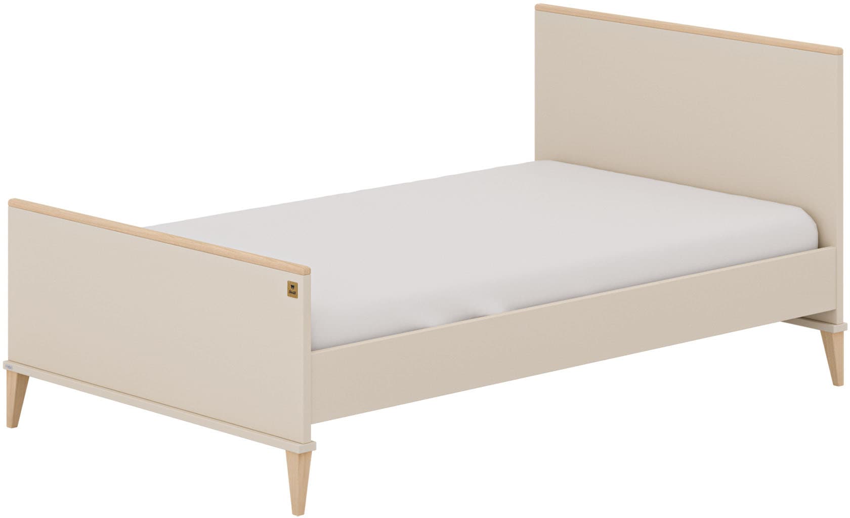 Kinderbett PAIDI, B:126cm H:98cm L:209cm, beige, Betten, "MILA & BEN Steiff by PAIDI, 120x200cm, Beige mit Massivholz", zeitloses und langlebiges