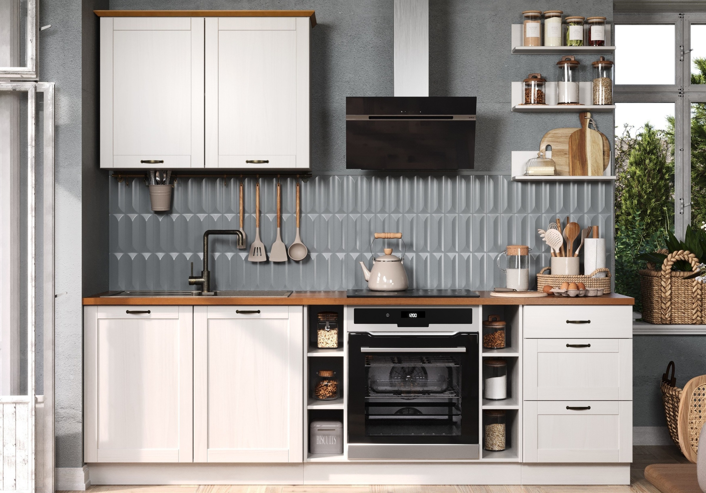 Home affaire Herdumbauschrank "Teramo" Breite 100 cm, seitlich je 3 offene günstig online kaufen