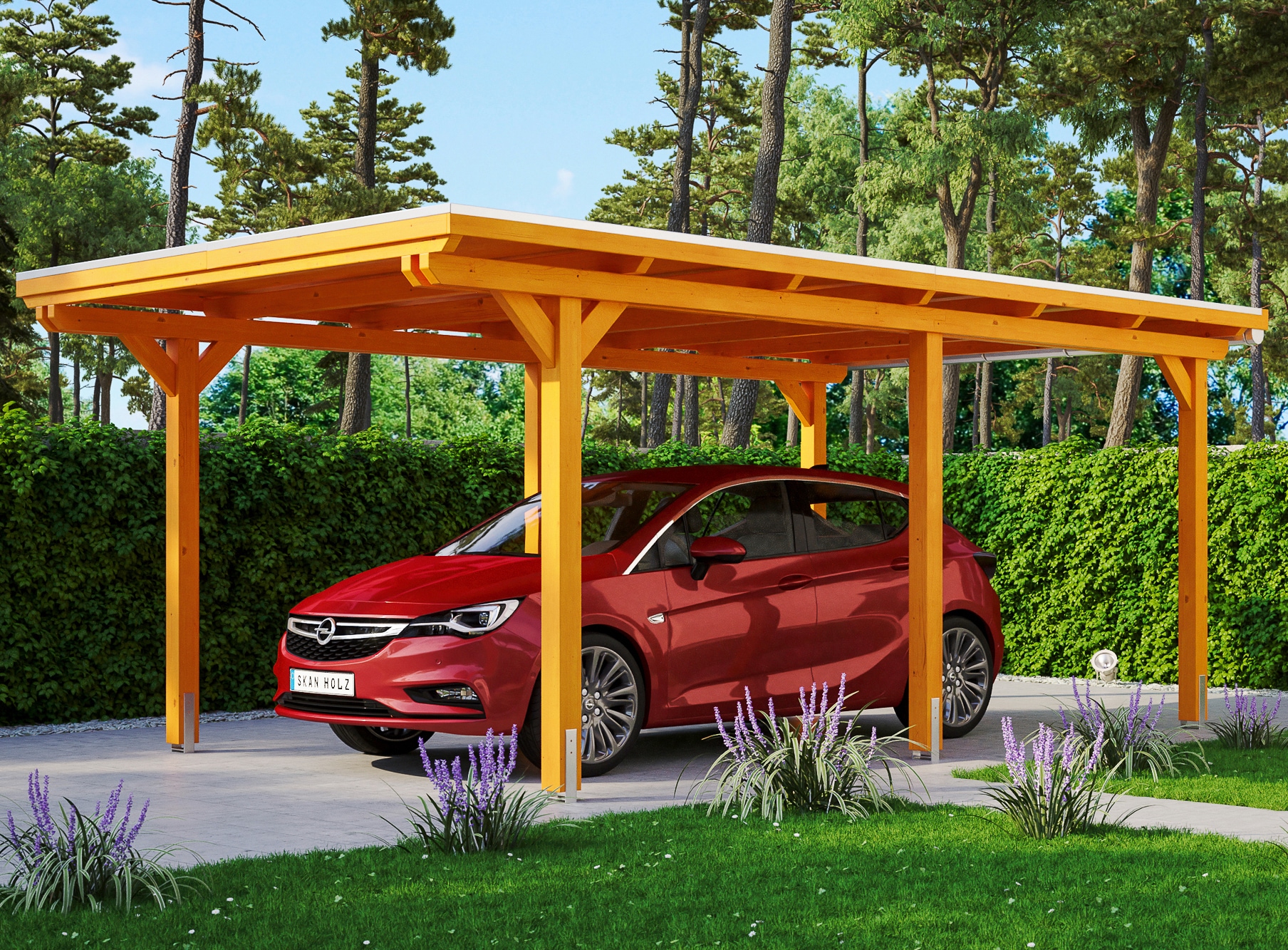Skanholz Einzelcarport "Emsland" Leimholz 291 cm hellbraun