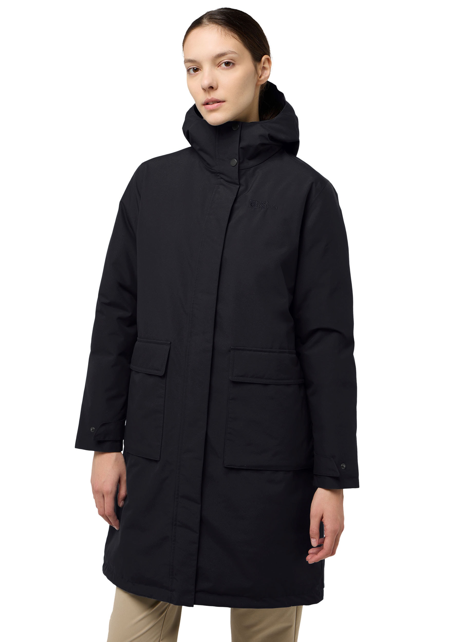 Jack Wolfskin Daunenmantel "WINTERTOR" mit hochschließendem Kragen, winddicht