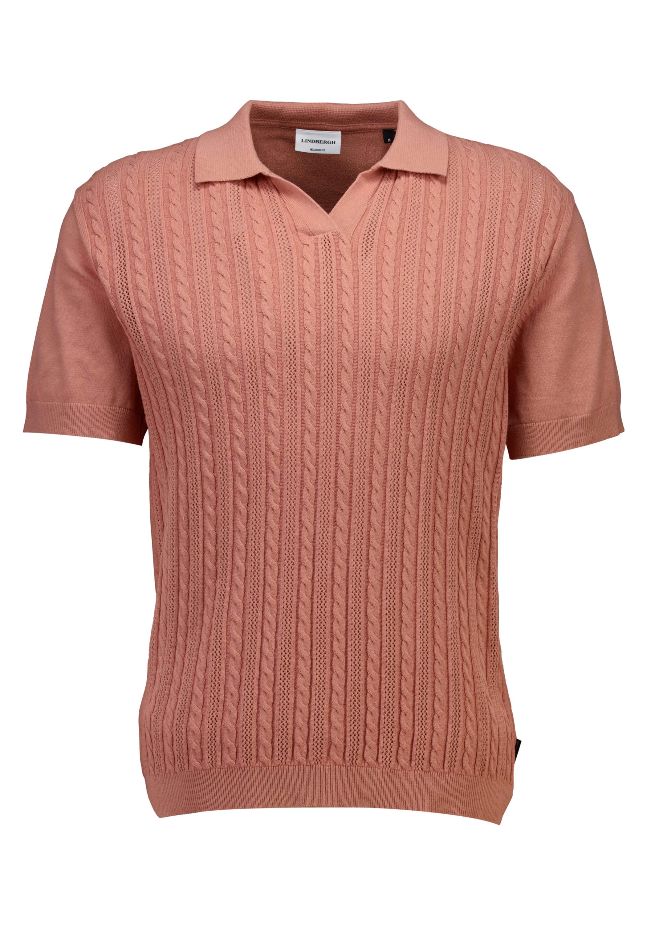 Poloshirt LINDBERGH "Poloshirt Relaxed Fit", Herren, Gr. M, rose, Obermaterial: 100% Baumwolle, lässig geschnitten, V-Ausschnitt, Shirts