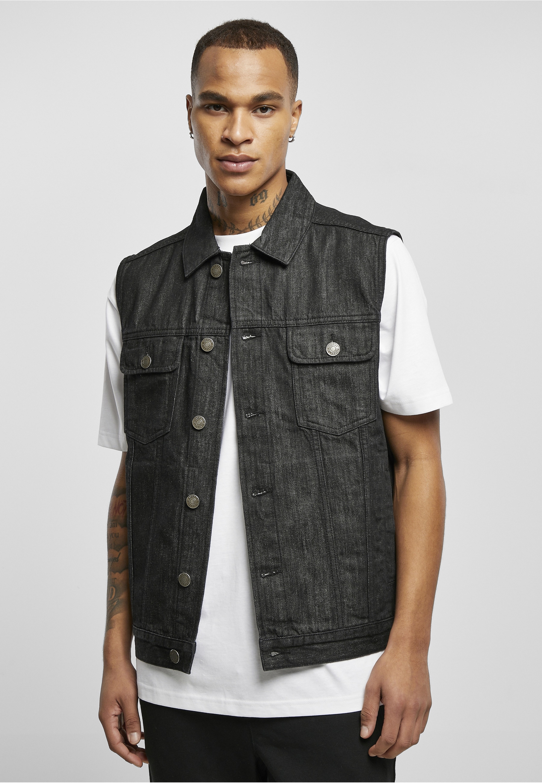 URBAN CLASSICS Jeansjacke »Urban Classics Herren Denim Vest« 1 Stk. tlg. ohne Kapuze