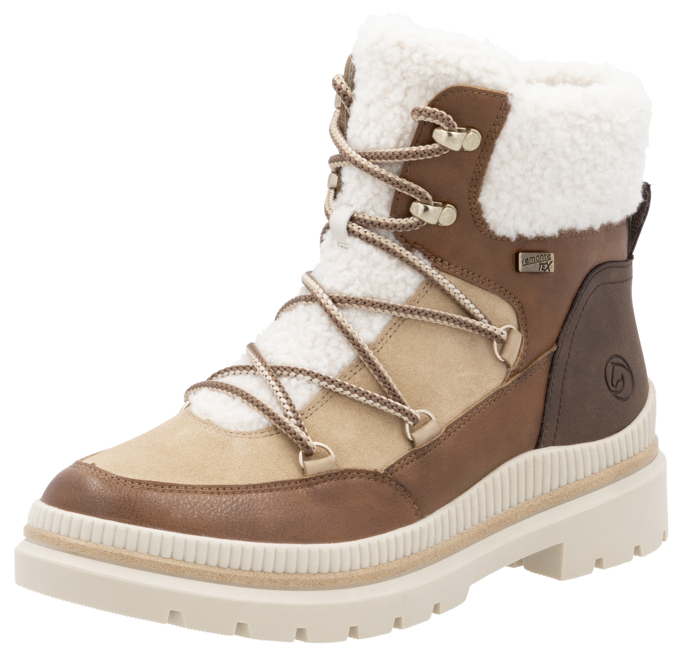 Winterboots, Blockabsatz, Winterboots, Outdoorschuh mit Ösen und Kontrastbesätzen