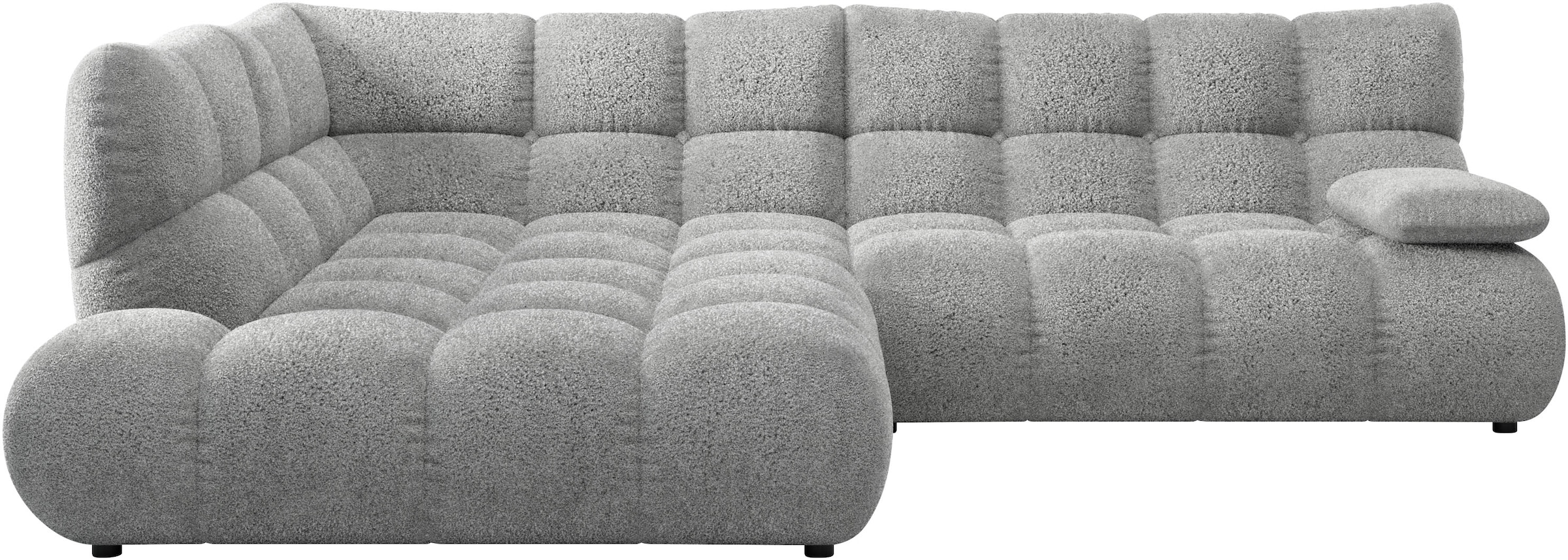 Home affaire Ecksofa "Cozy Bubble, mit klappbarer Armlehne, Breite 289 cm" mit eleganter Steppung, Rundumbezug & weicher Polsterung