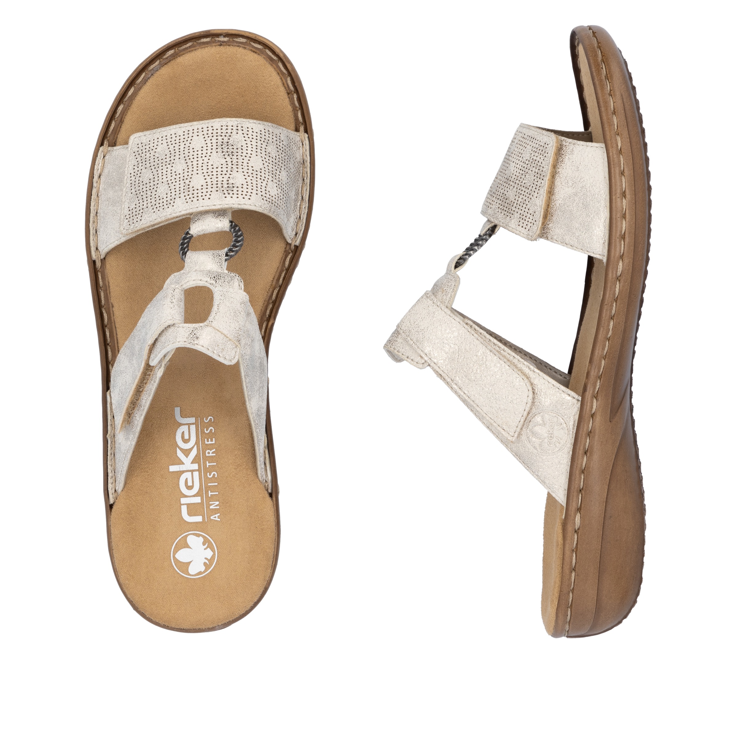 Rieker Pantolette Sommerschuh, Strandschuh, Klettschuh mit Perforation günstig online kaufen