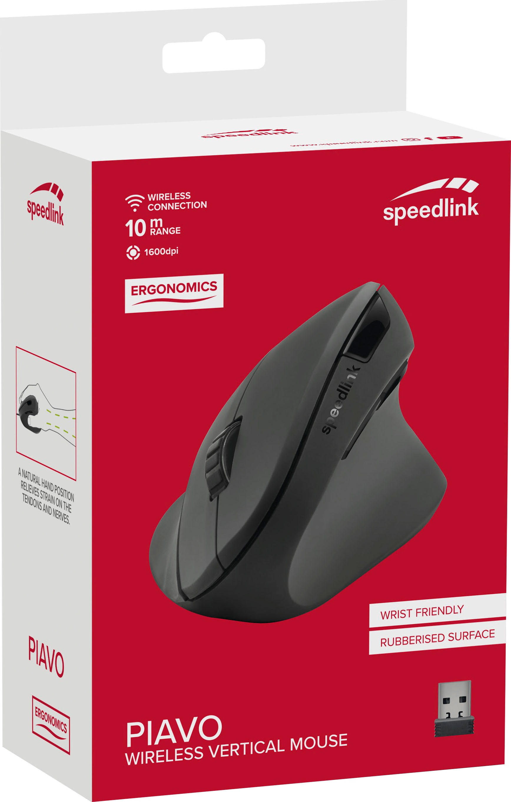 Speedlink ergonomische Maus »PIAVO Ergonomic Vertical Mouse - Wireless«, Kabellose Verbindung