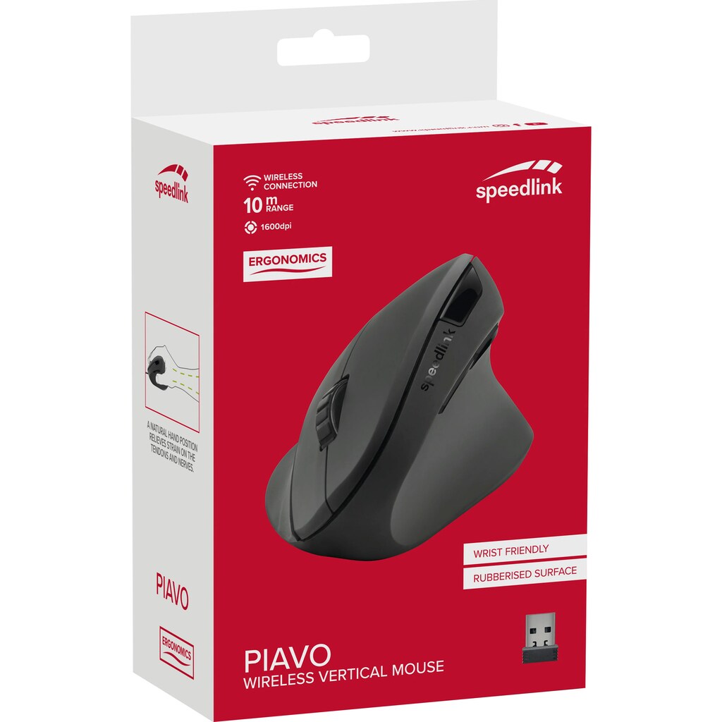 Speedlink ergonomische Maus »PIAVO Ergonomic Vertical Mouse - Wireless«, Kabellose Verbindung