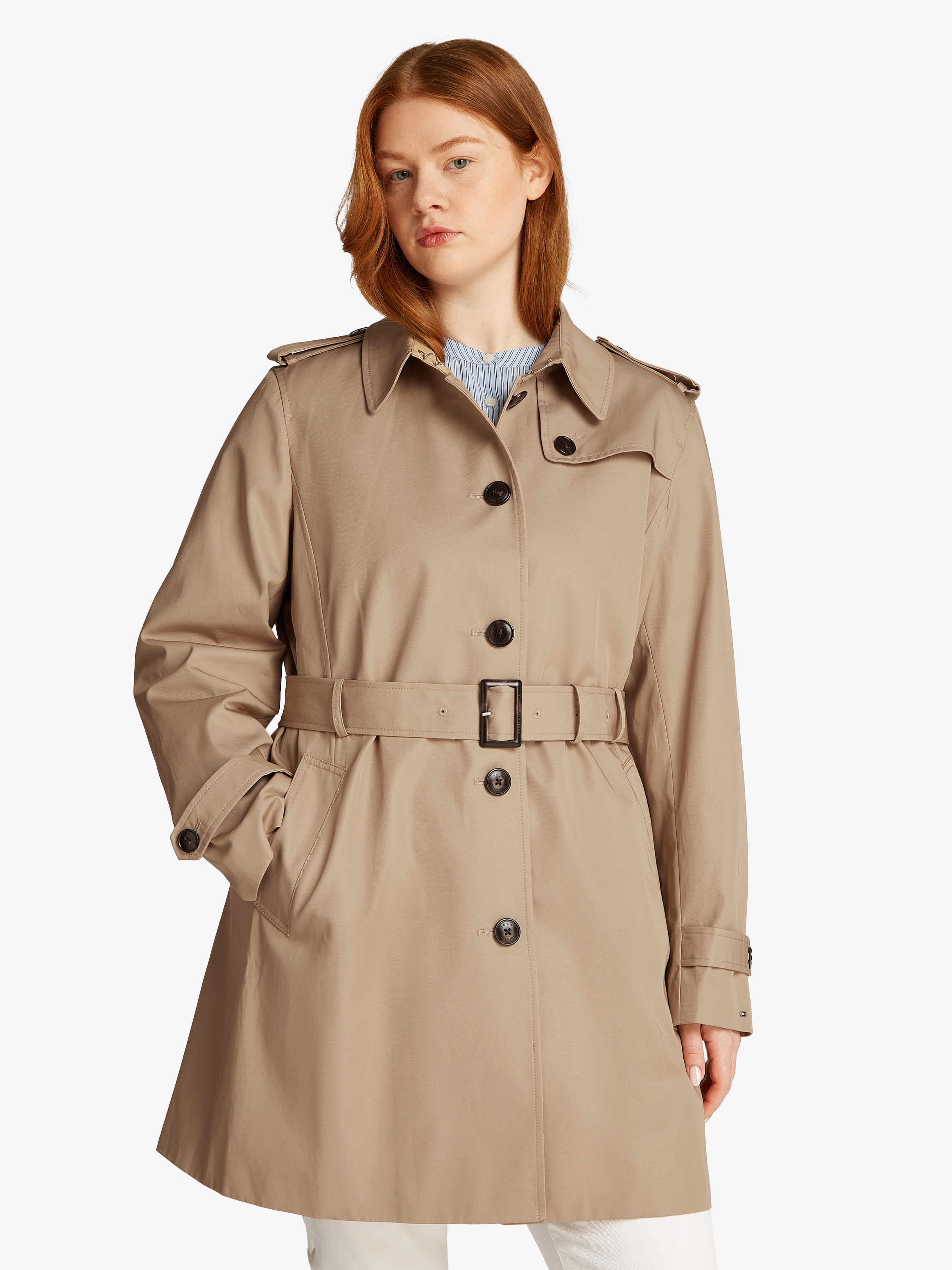 Tommy Hilfiger Curve Trenchcoat "CRV HERITAGE SB TRENCH", in Großen Größen, günstig online kaufen