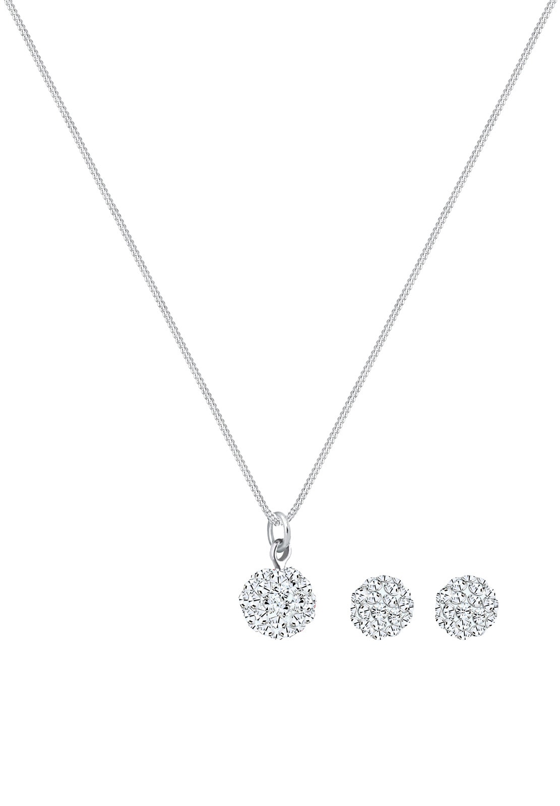 Elli Ohrring und Ketten Set »Schmuckset Kugel Elegant 925 Silber, mit Kristallen von Swarovski®« ()