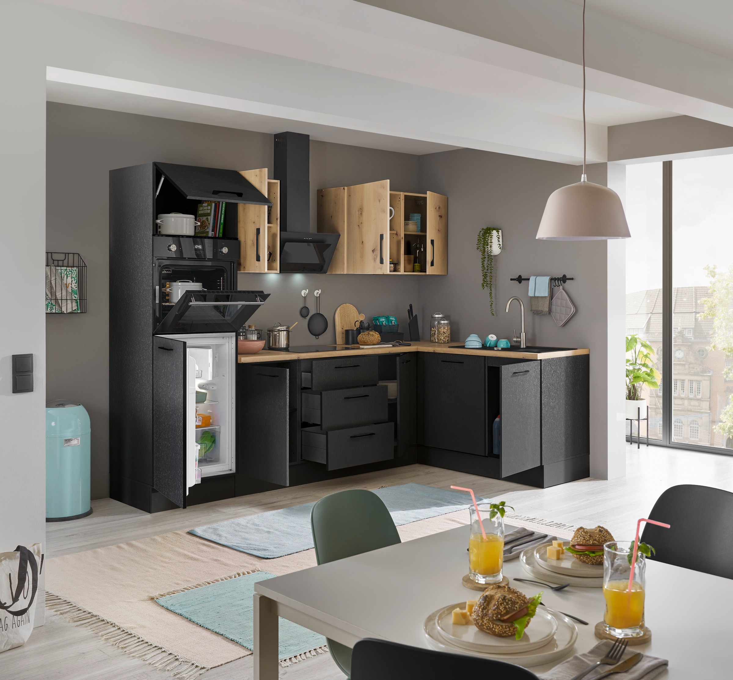 BASIC by Balculina Winkelküche »Turin«, Stellbreite 280x175 cm, wahlweise mit E-Geräten