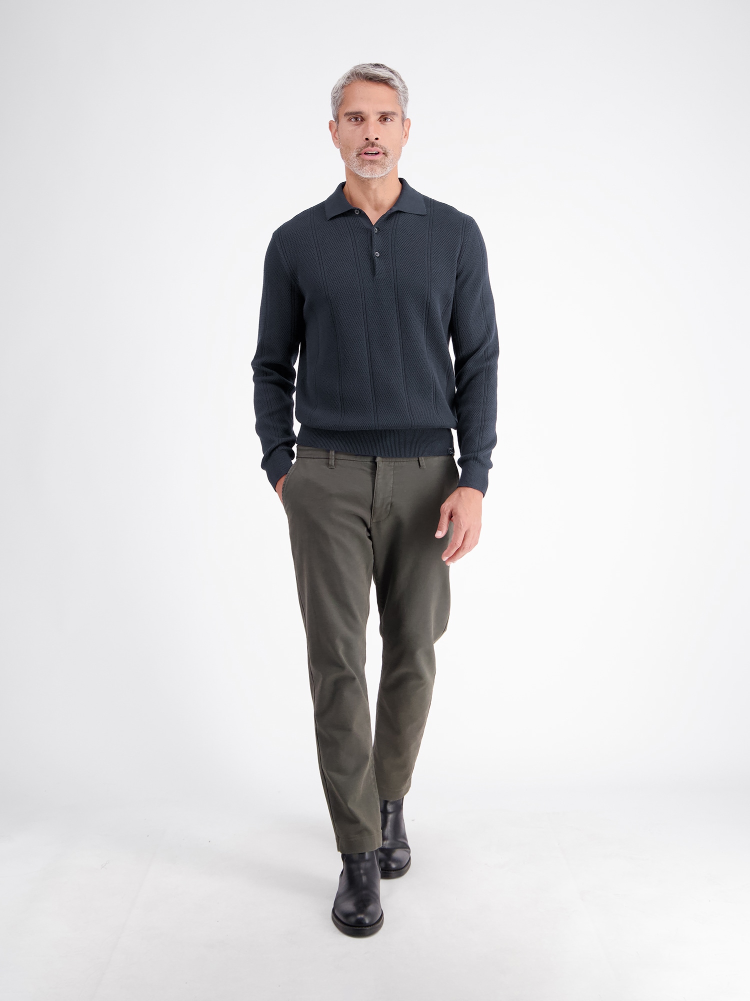 LERROS Langarm-Poloshirt »Elegantes Langarmpolo mit raffinierten Vertikalstreifen«