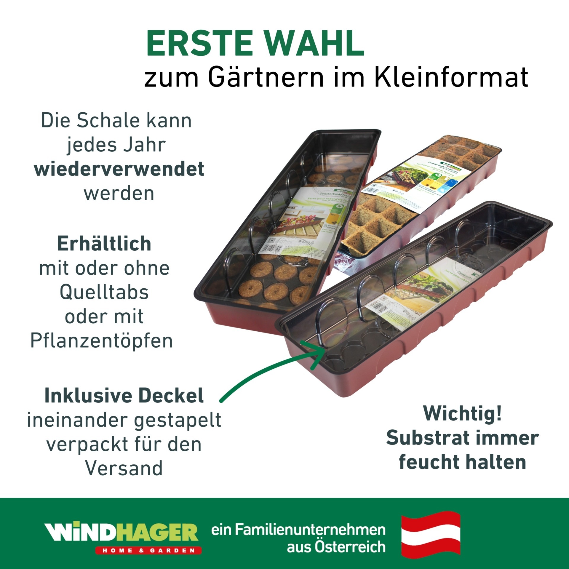 Windhager Gewächshaus »Fensterbank-Treibhaus inkl. 30 Anzuchttöpfe« Zimmer Pflanzen Anzucht, 16,5 x 54,4 x 12 cm, terracotta