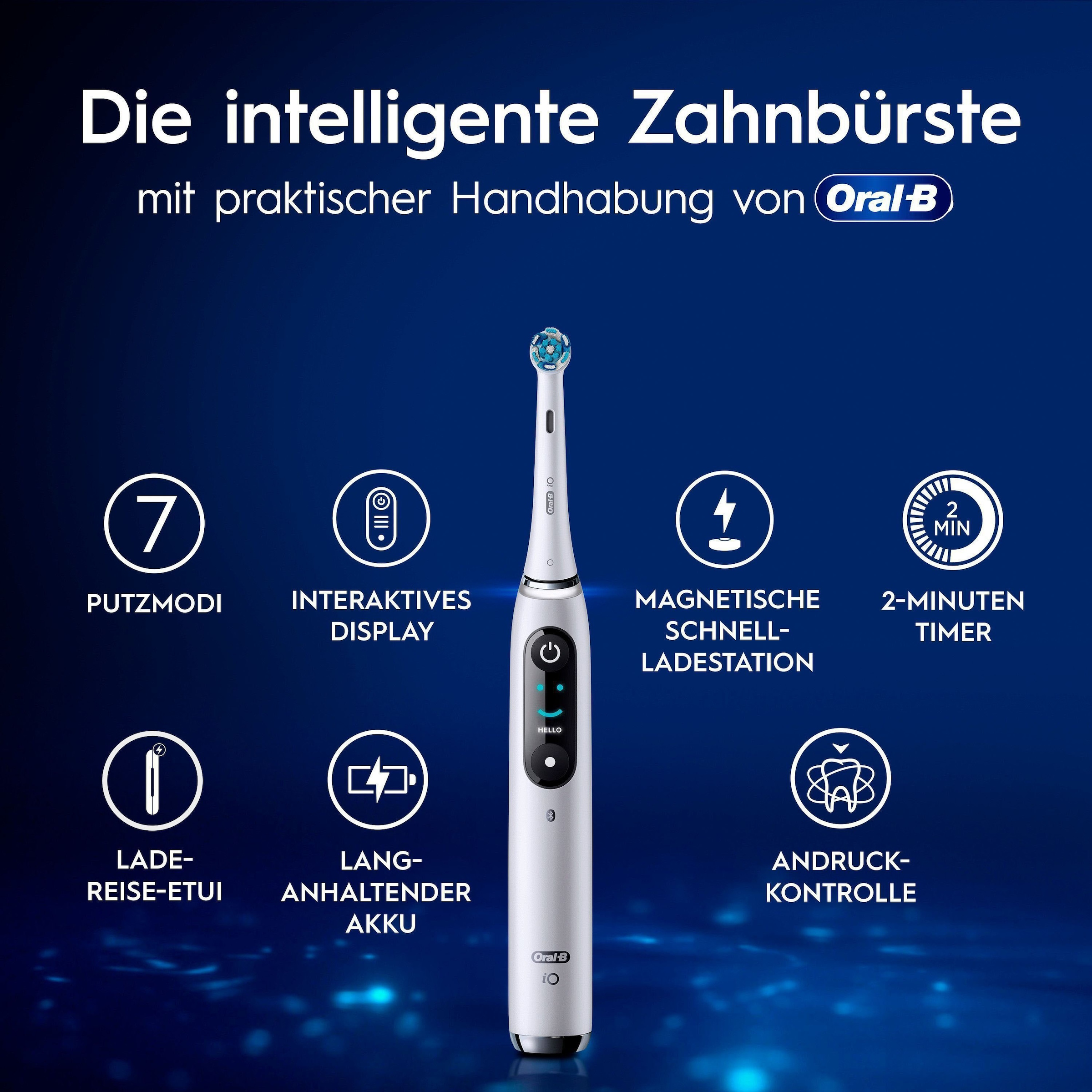 Oral-B Elektrische Zahnbürste »Oral-B iO Series 9« 2 Stk. Aufsteckbürsten 7 Putzmodi für Zahnpflege, 3D-Analyse, Farbdisplay & Lade-Reiseetui