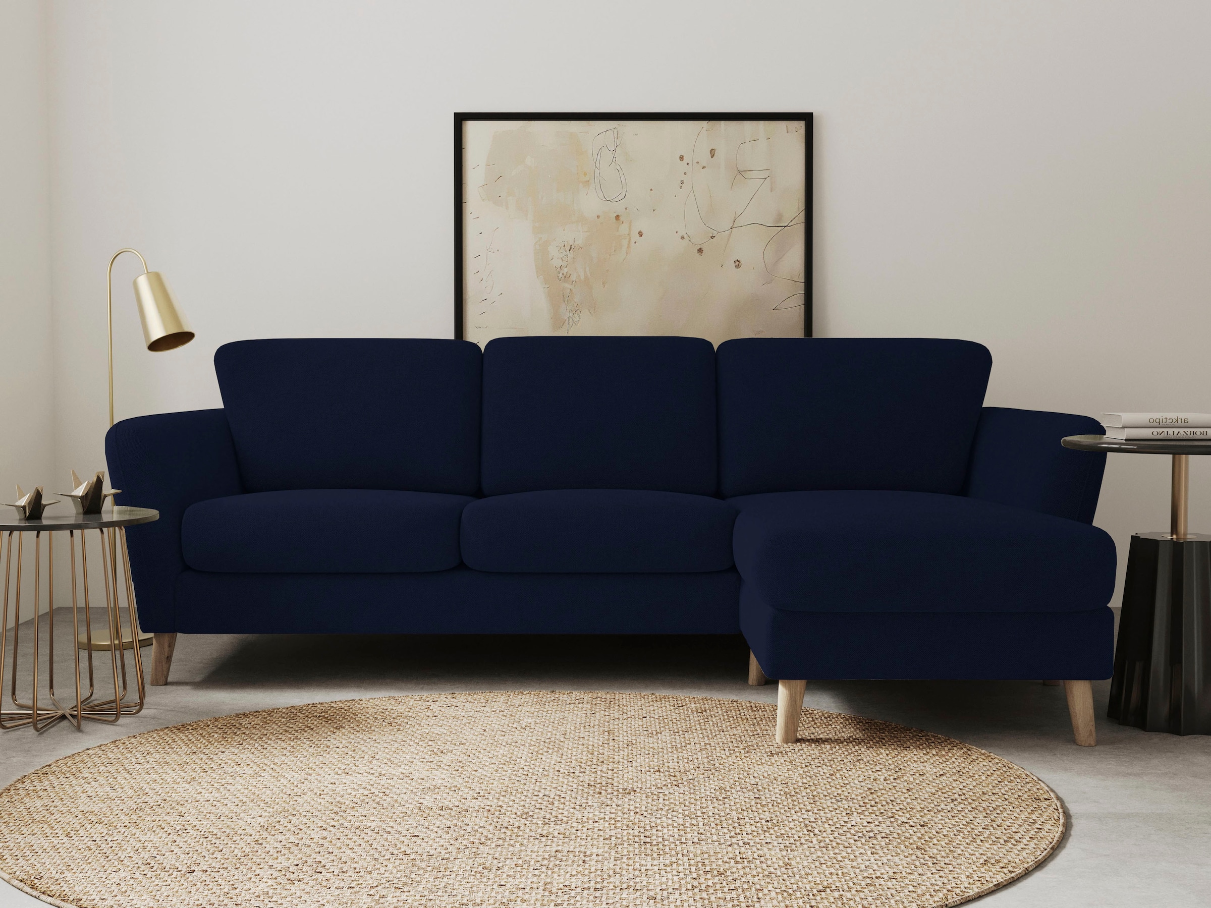 OTTO home Ecksofa "MARSEILLE (242/152cm),L-Form, Rec. rechts/links" Massivholzbeine Eiche, Landhausstil, Wellenunterfederung