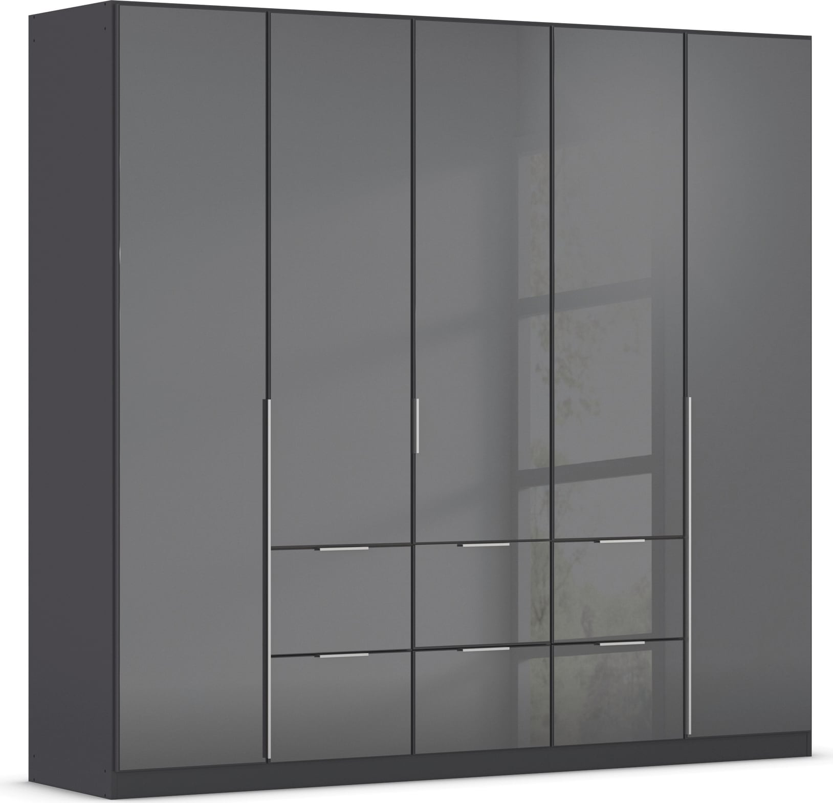 OTTO home Drehtürenschrank "Kleiderschrank Kleiderschränke Schrank Garderobe AGORDO mit Glasfront" in zwei Griff-Farben, Breiten 91-360 cm, mit Außenschubkästen, in 7 Breiten und 2 Höhen MADE IN GERMANY