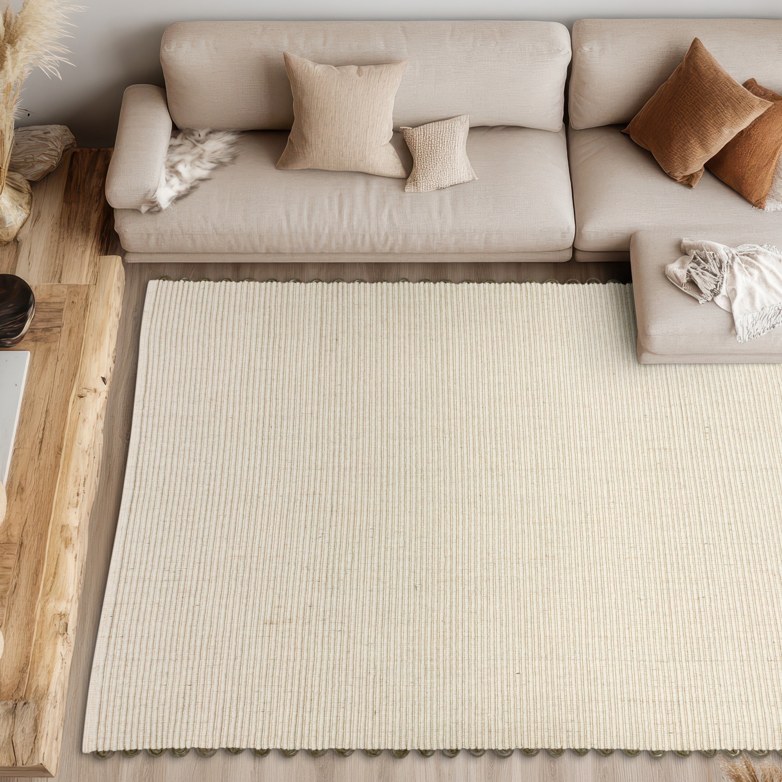 SCHÖNER WOHNEN-Kollektion "Omira" rechteckig 7 mm Höhe reine Wolle, Linien, dekorative Häkelkante, Wohnzimmer