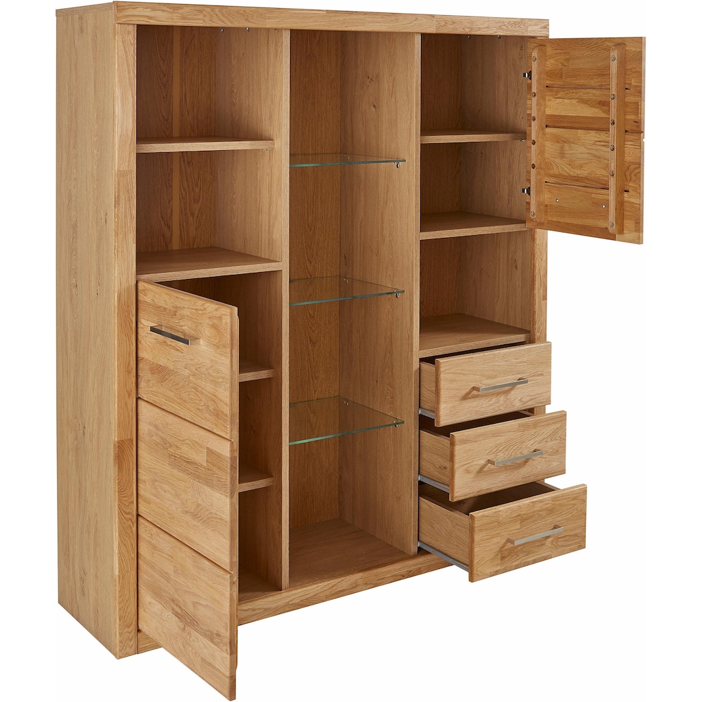 Woltra Highboard »Ribe«, Breite 130 cm mit 2 Holztüren