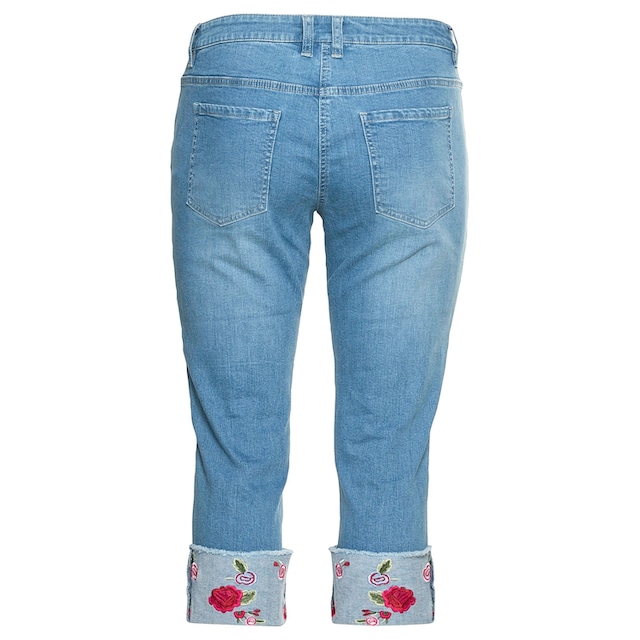 sheego by Joe Browns Stretch-Jeans »Große Größen«, in 7/8-Länge, mit  besticktem Aufschlag für kaufen | BAUR