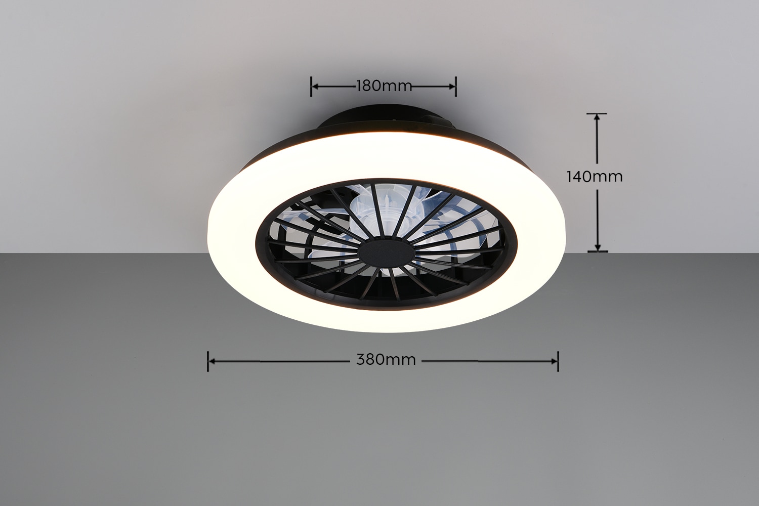 REALITY Leuchten LED Deckenleuchte »ROTSUND, Deckenventilator mit Licht Ø 38cm, inkl Fernbedienung« LED-Board 1 Stk. Farbwechsler | warmweiß - kaltweiß Ventilator mit 5 Stufen, Vor- & Rücklauf, LED mit CCT Timer Nachtlicht