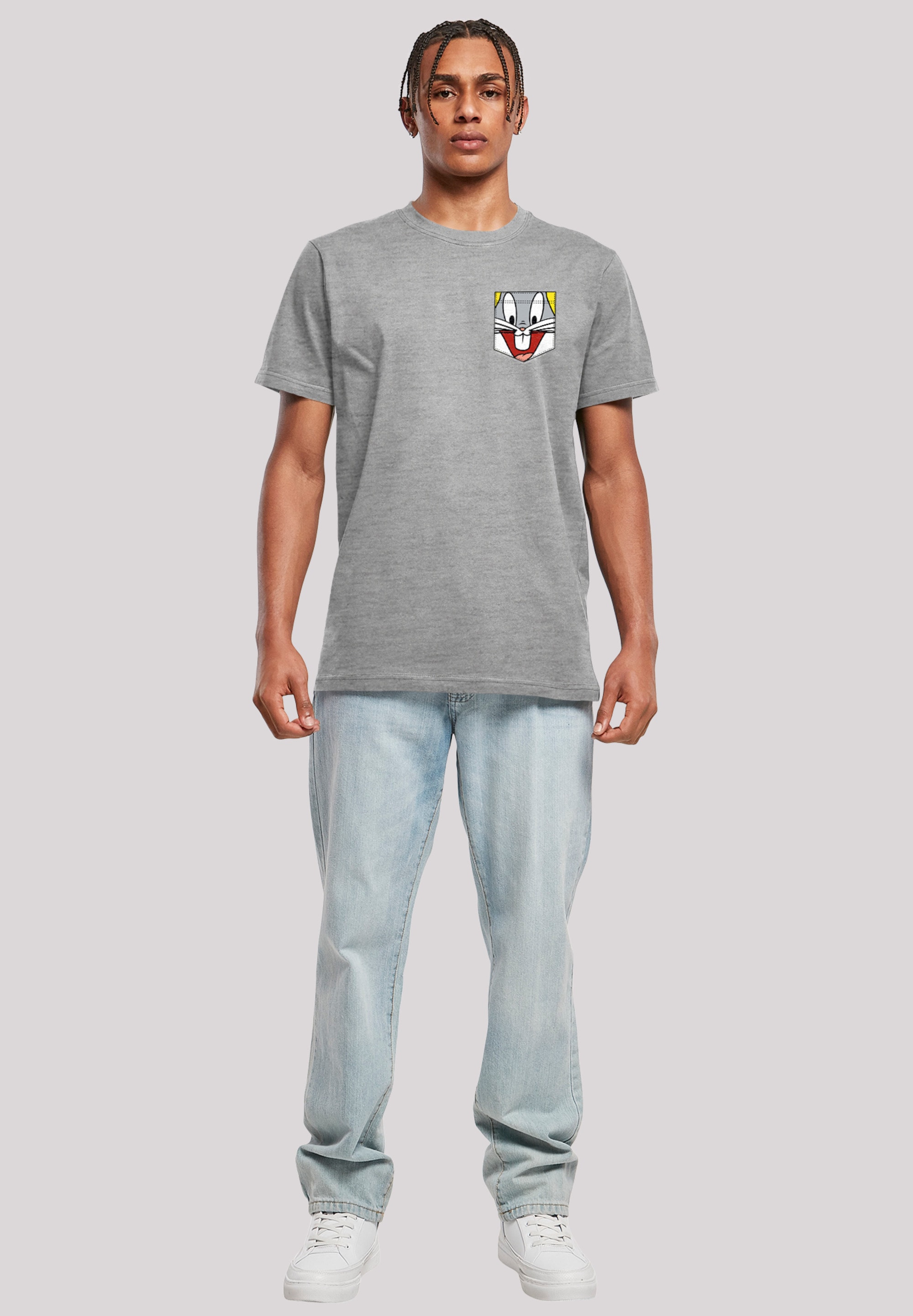 F4NT4STIC T-Shirt »Looney Tunes Bugs Bunny Face Faux Pocket«, Print