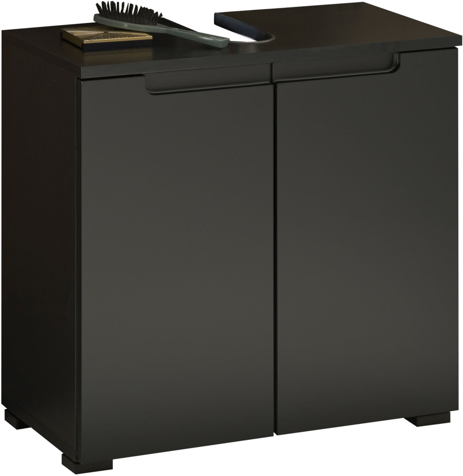 Waschbeckenunterschrank, B:60cm H:57cm T:32cm, schwarz, BASIC BY BALCULINA, Holzwerkstoff, Badezimmer, Schränke, "Spice, Badezimmerschrank BxTxH