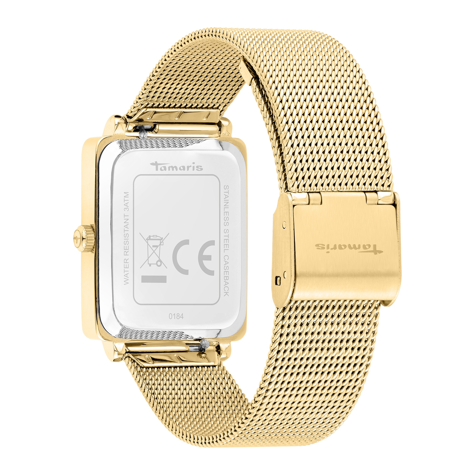 Tamaris Quarzuhr »Square Meets Mesh« Armbanduhr, Damenuhr, Edelstahlarmband, analog